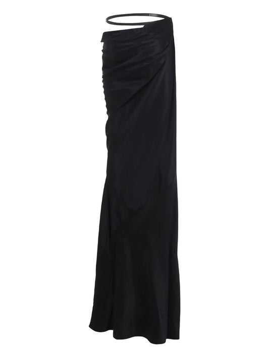 leather-belt draped skirt