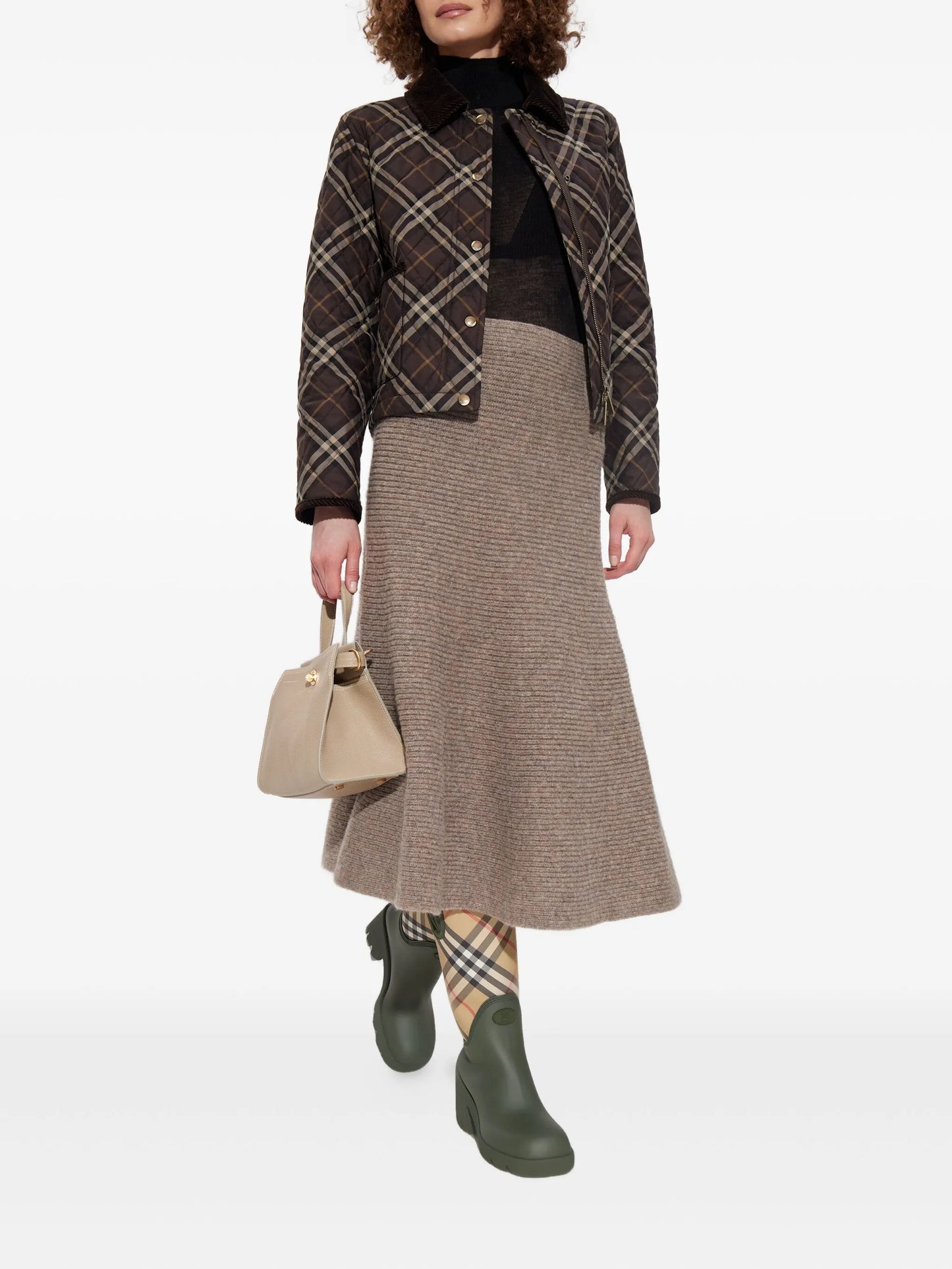 ribbed-knit flared skirt