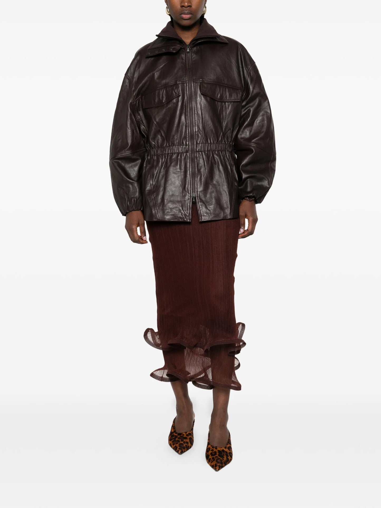 Carnaby funnel-neck leather jacket