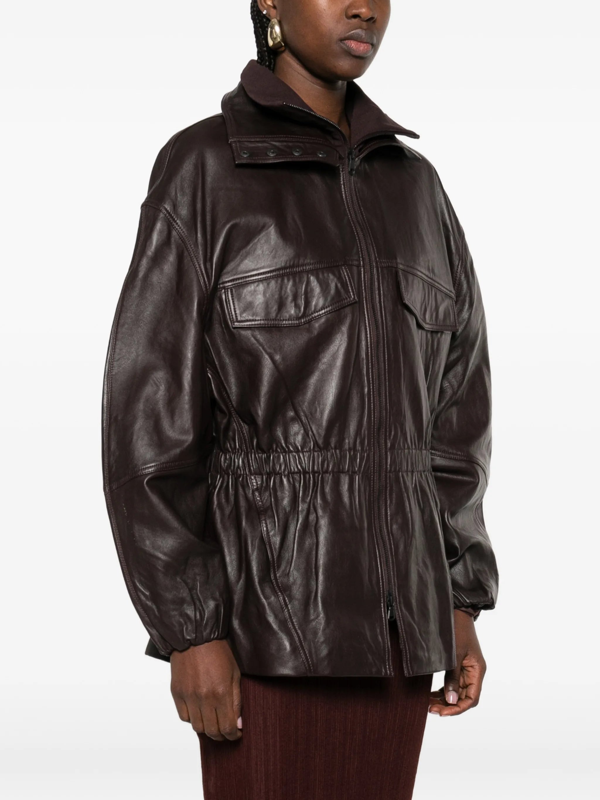 Carnaby funnel-neck leather jacket