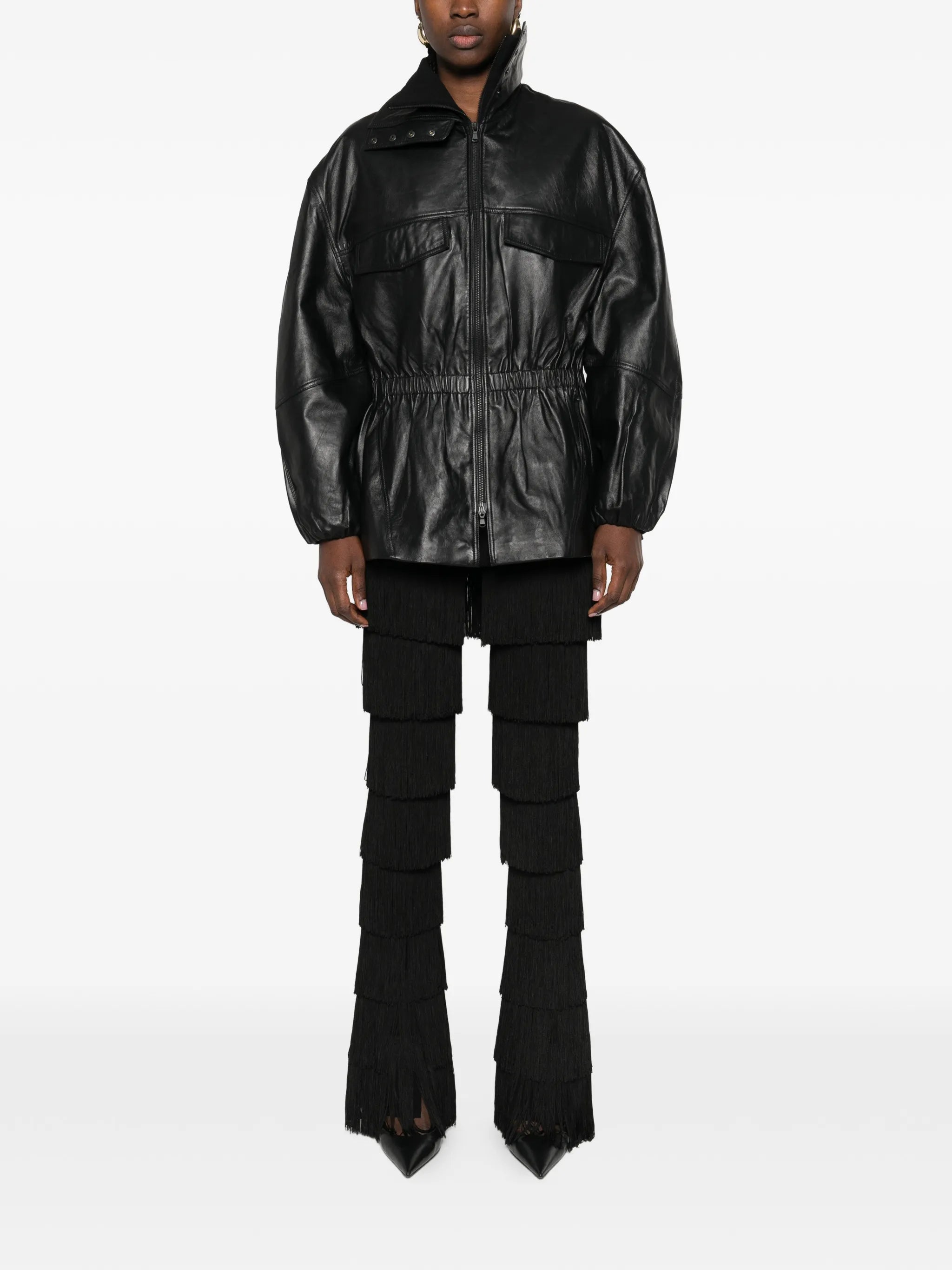 Carnaby funnel-neck leather jacket