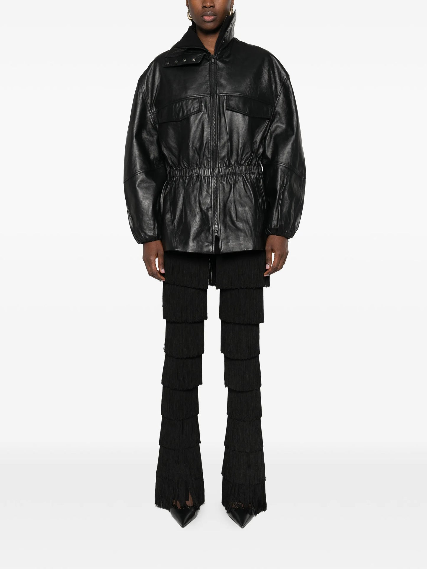 Carnaby funnel-neck leather jacket