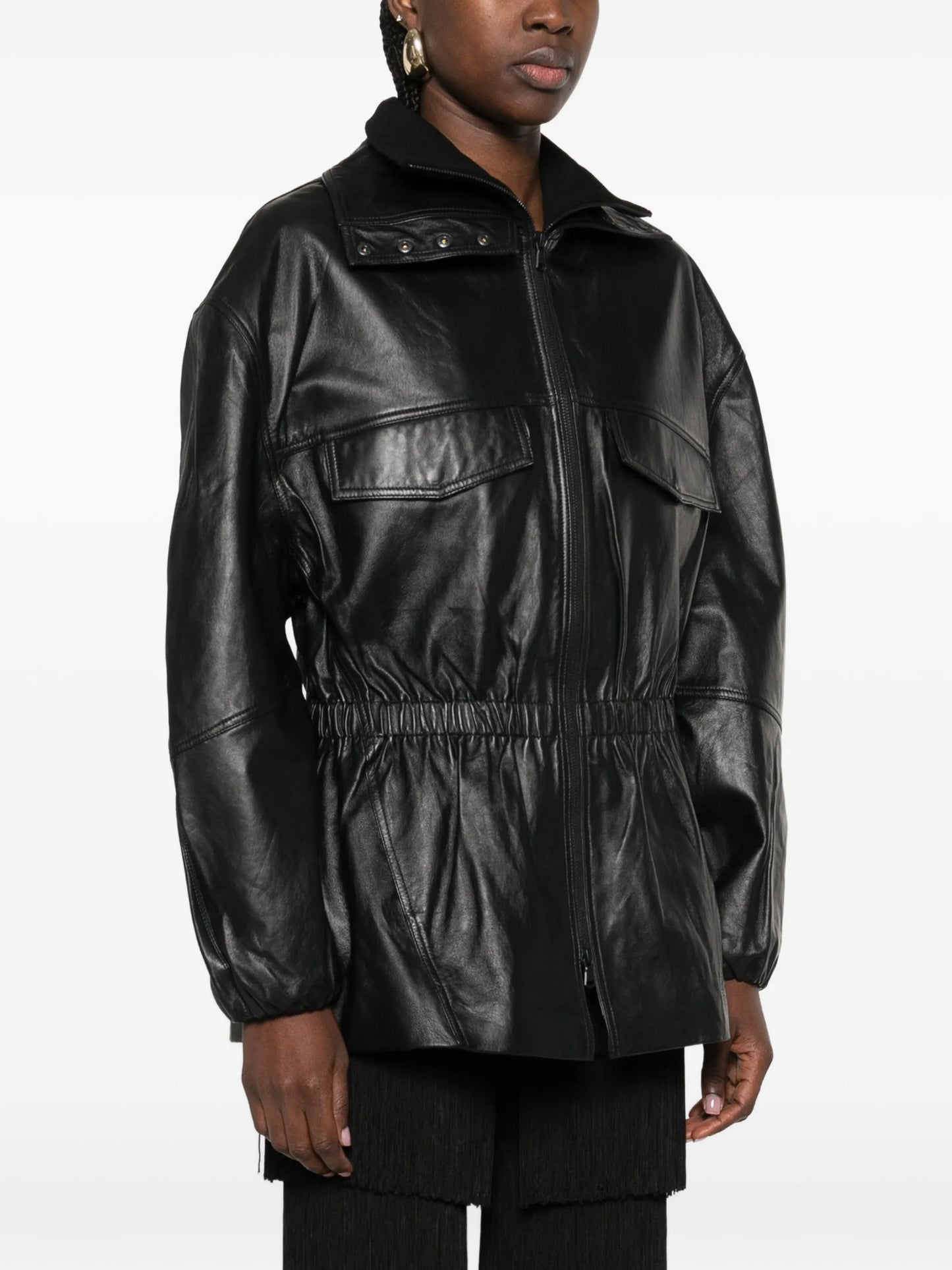 Carnaby funnel-neck leather jacket