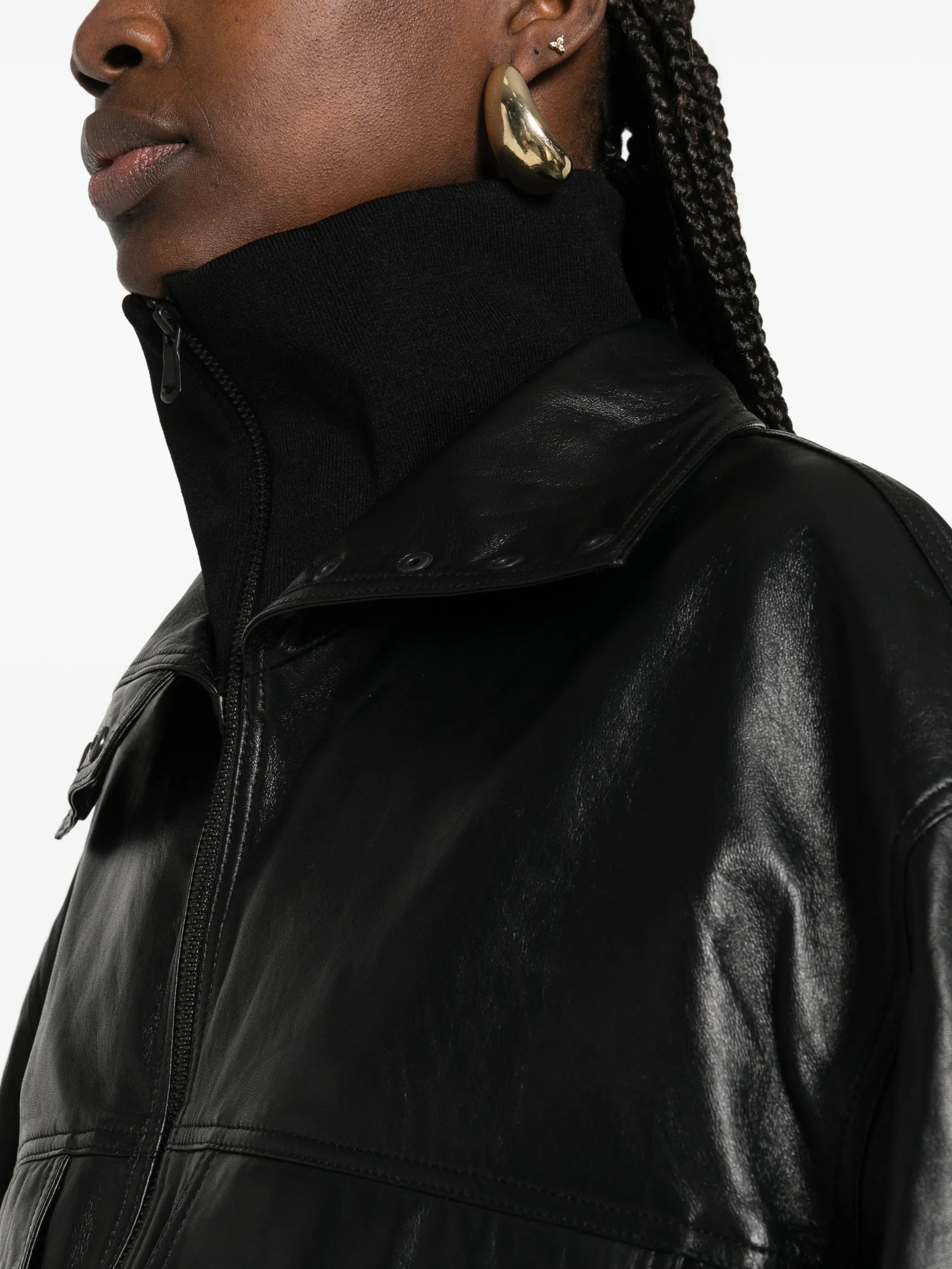 Carnaby funnel-neck leather jacket