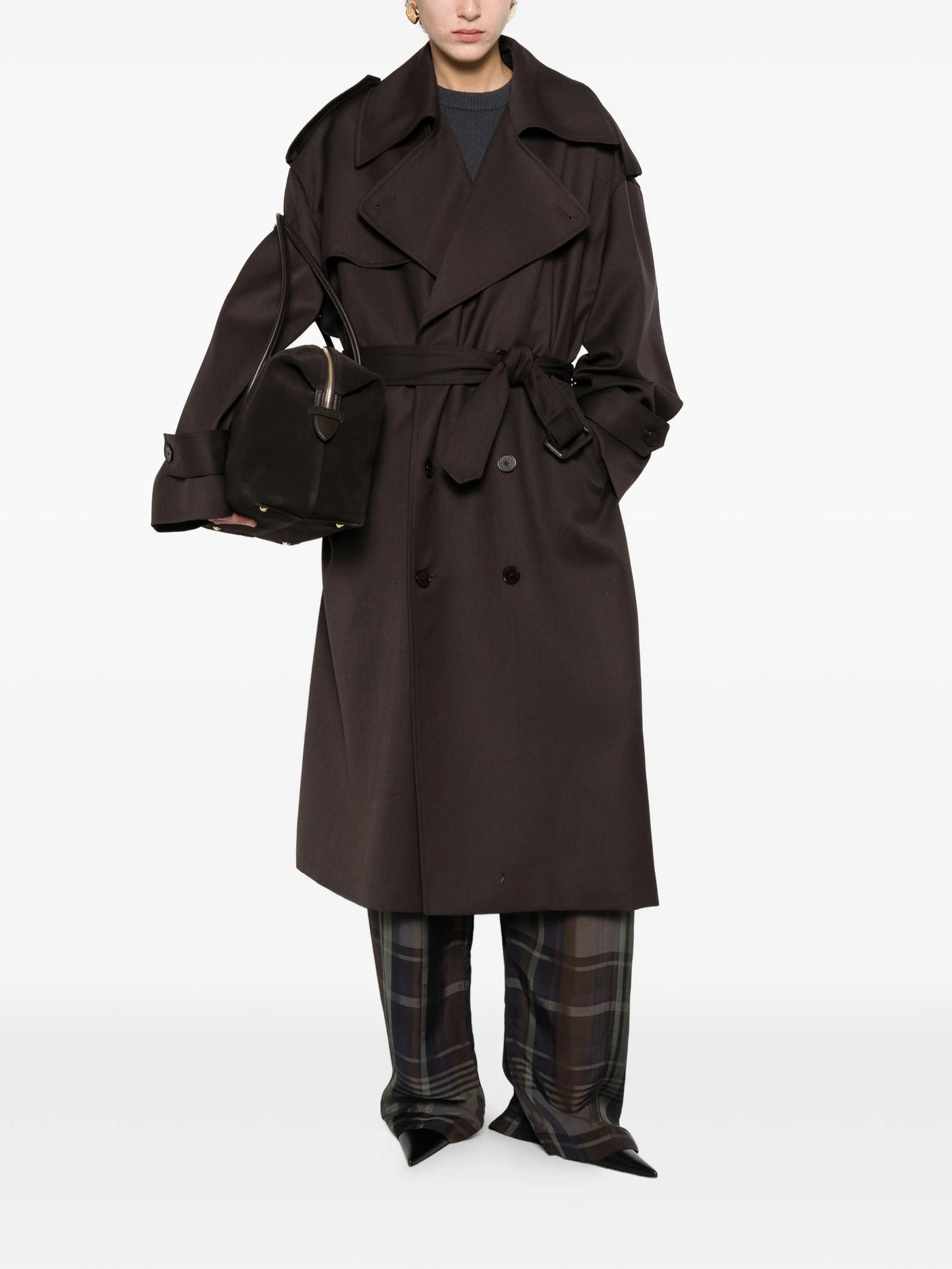 tailored belted trench coat
