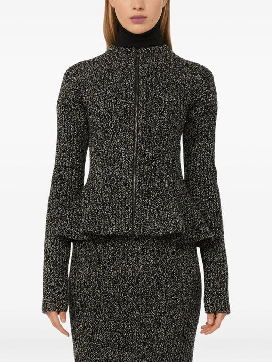 Kim ribbed-knit peplum cardigan