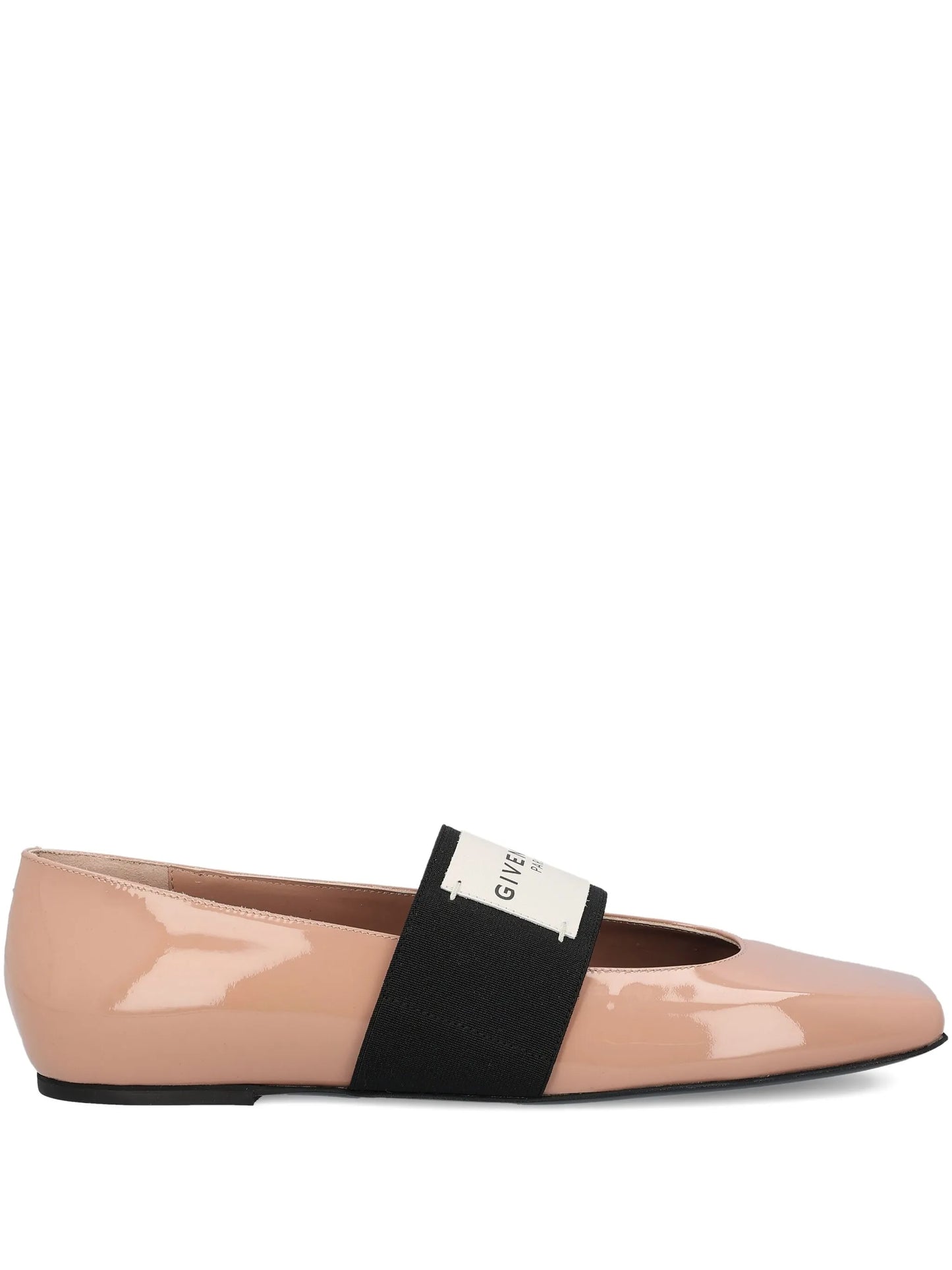 sliced square leather ballet flats