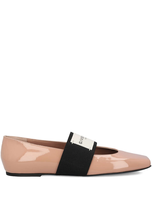 sliced square leather ballet flats