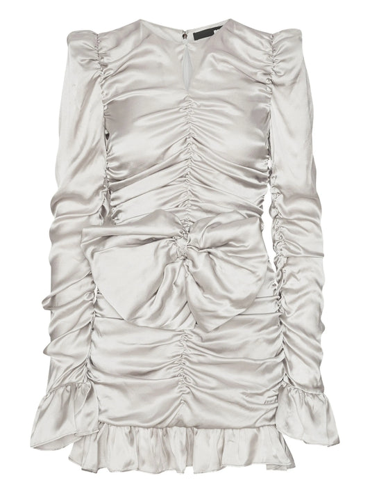 bow ruffled mini dress