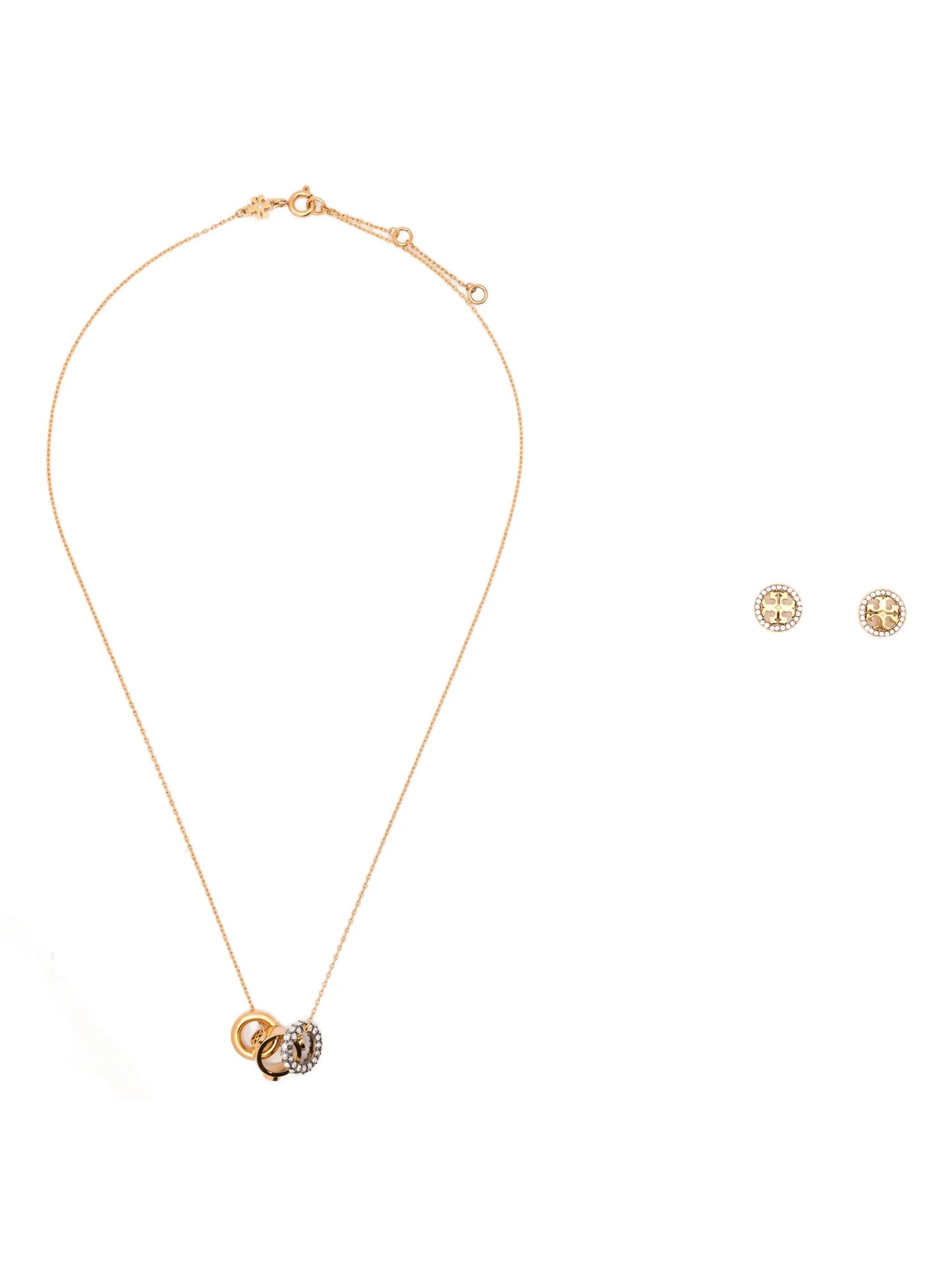 Pavé crystal-embellished necklace and earring set