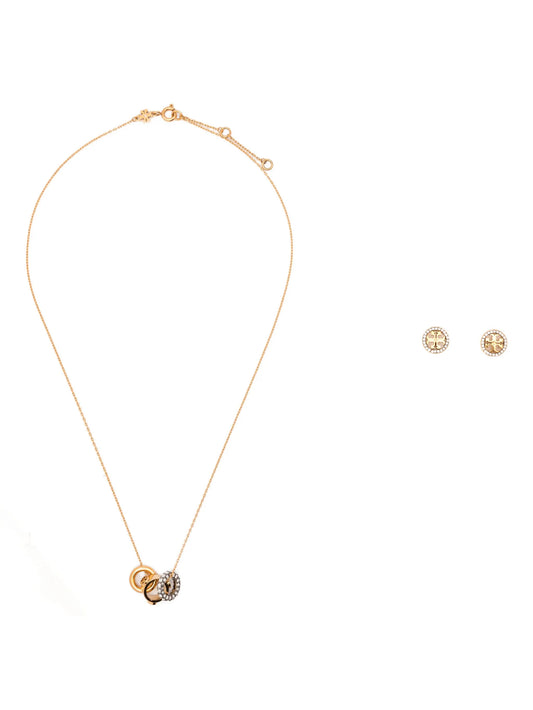 Pavé crystal-embellished necklace and earring set