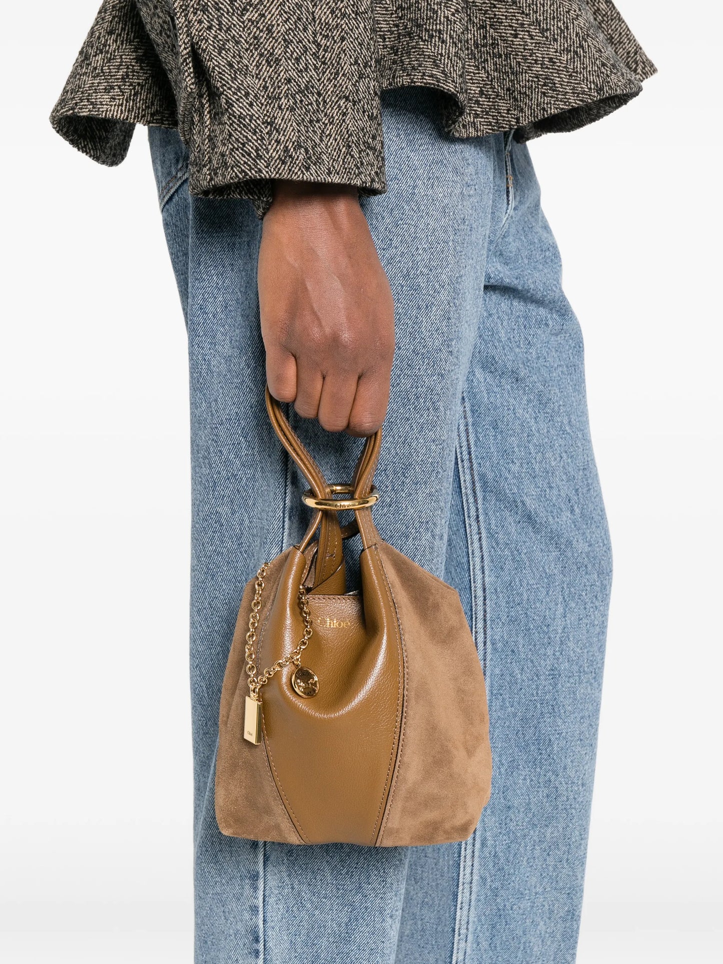 small Spin grained-leather tote bag