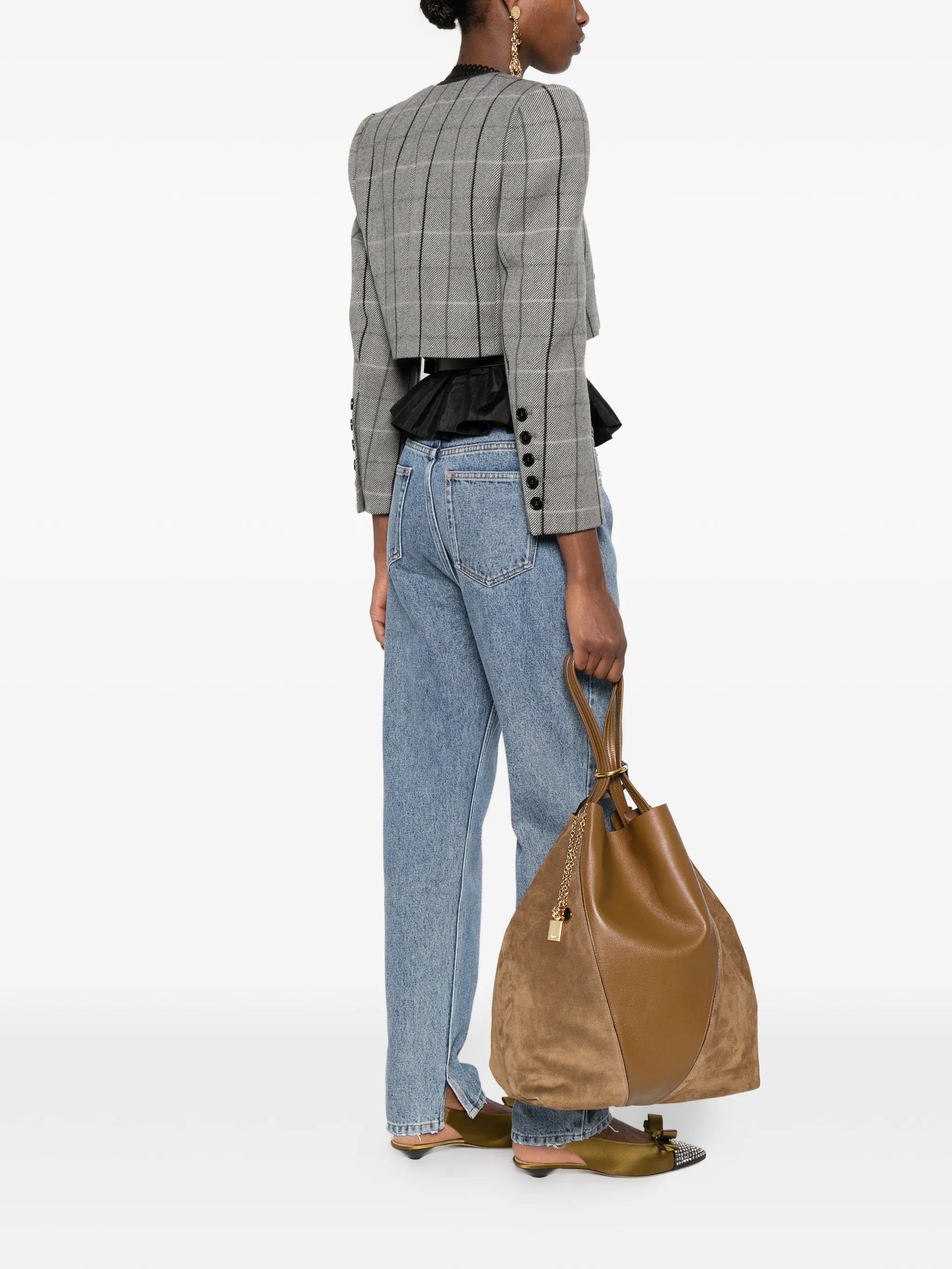 large Spin leather tote bag