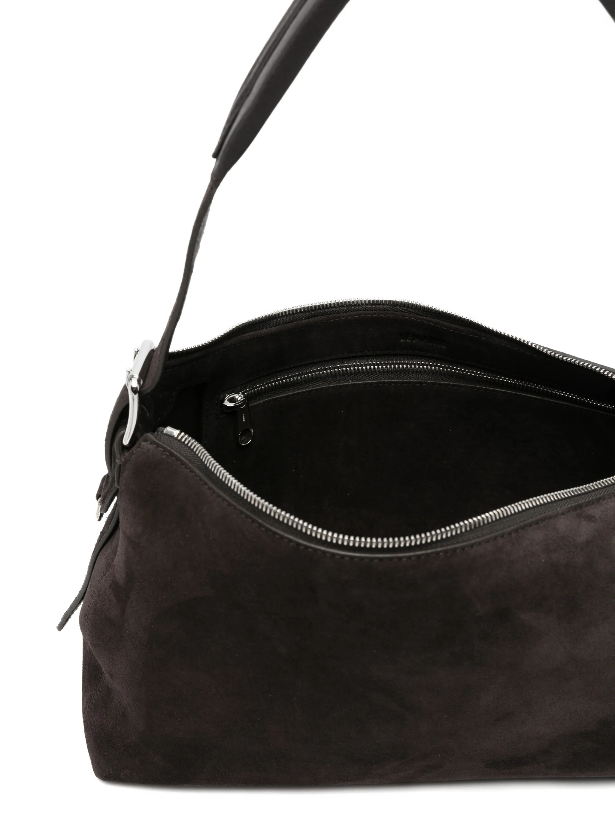 belted Baguette bag in suede leather