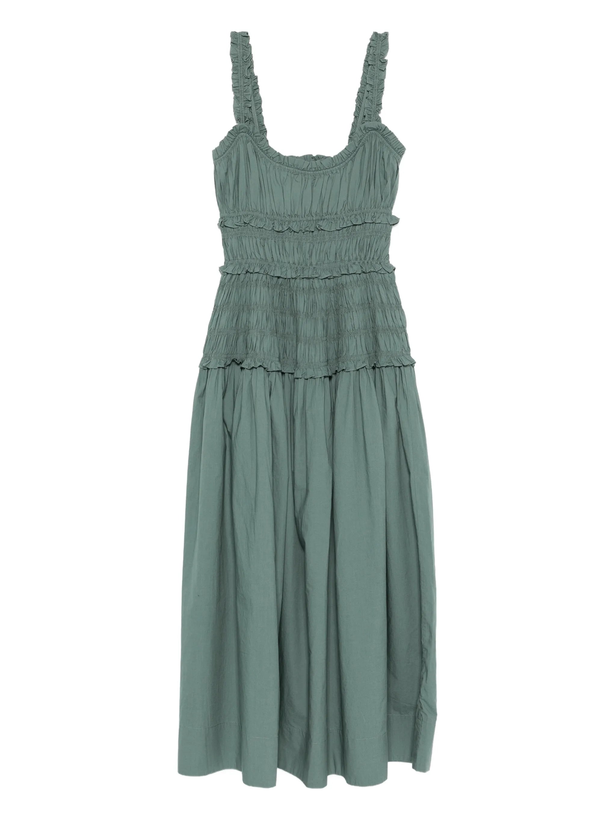 Marianne ruffled scoop-neck midi dress