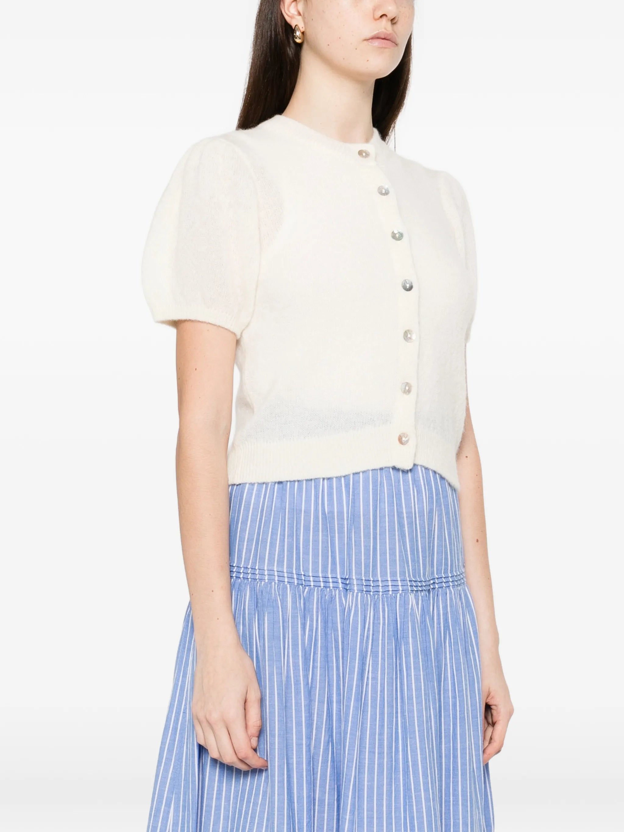 Anisa puff-sleeves cardigan