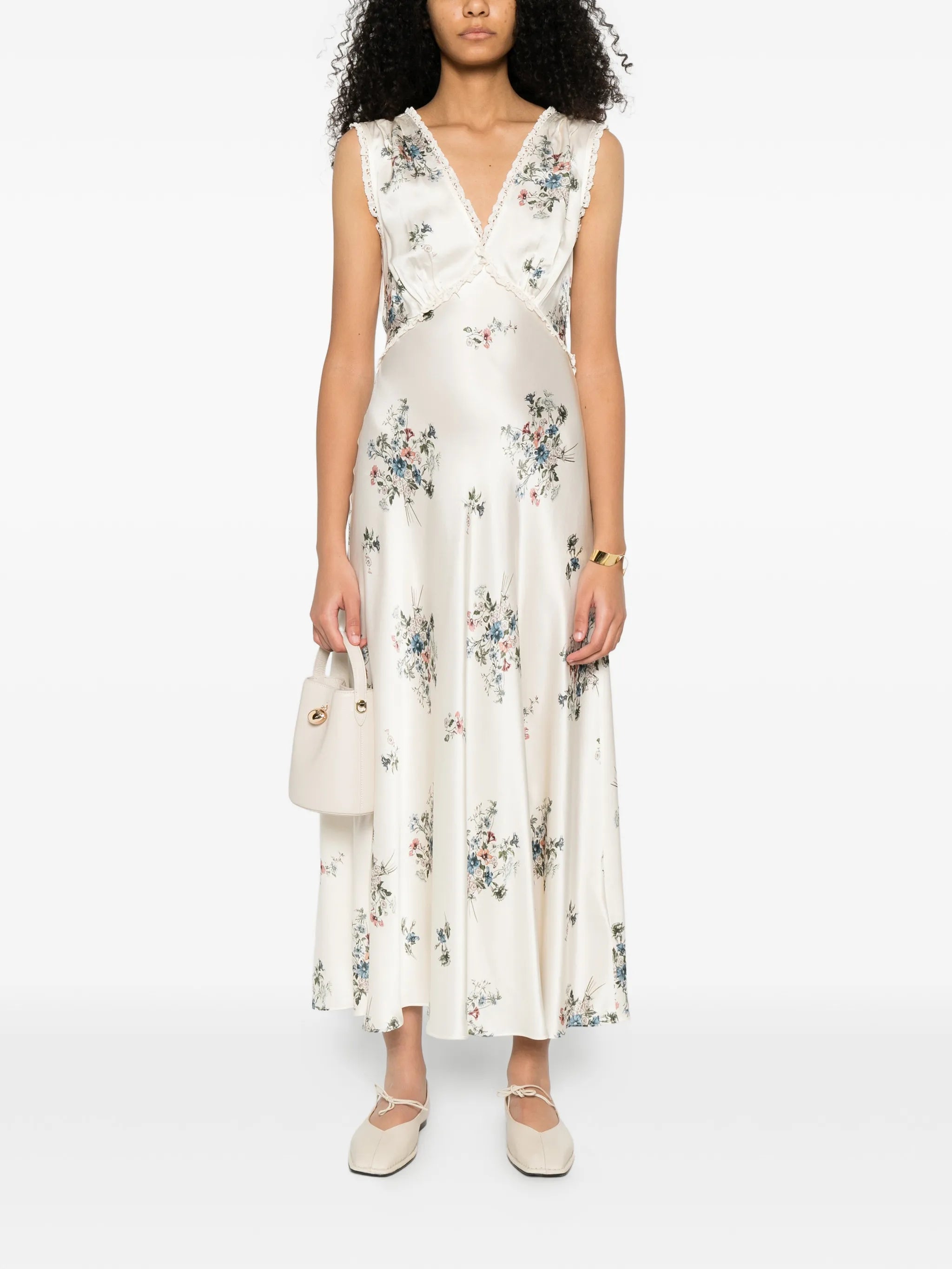 Tahlia V-neck floral-print midi dress