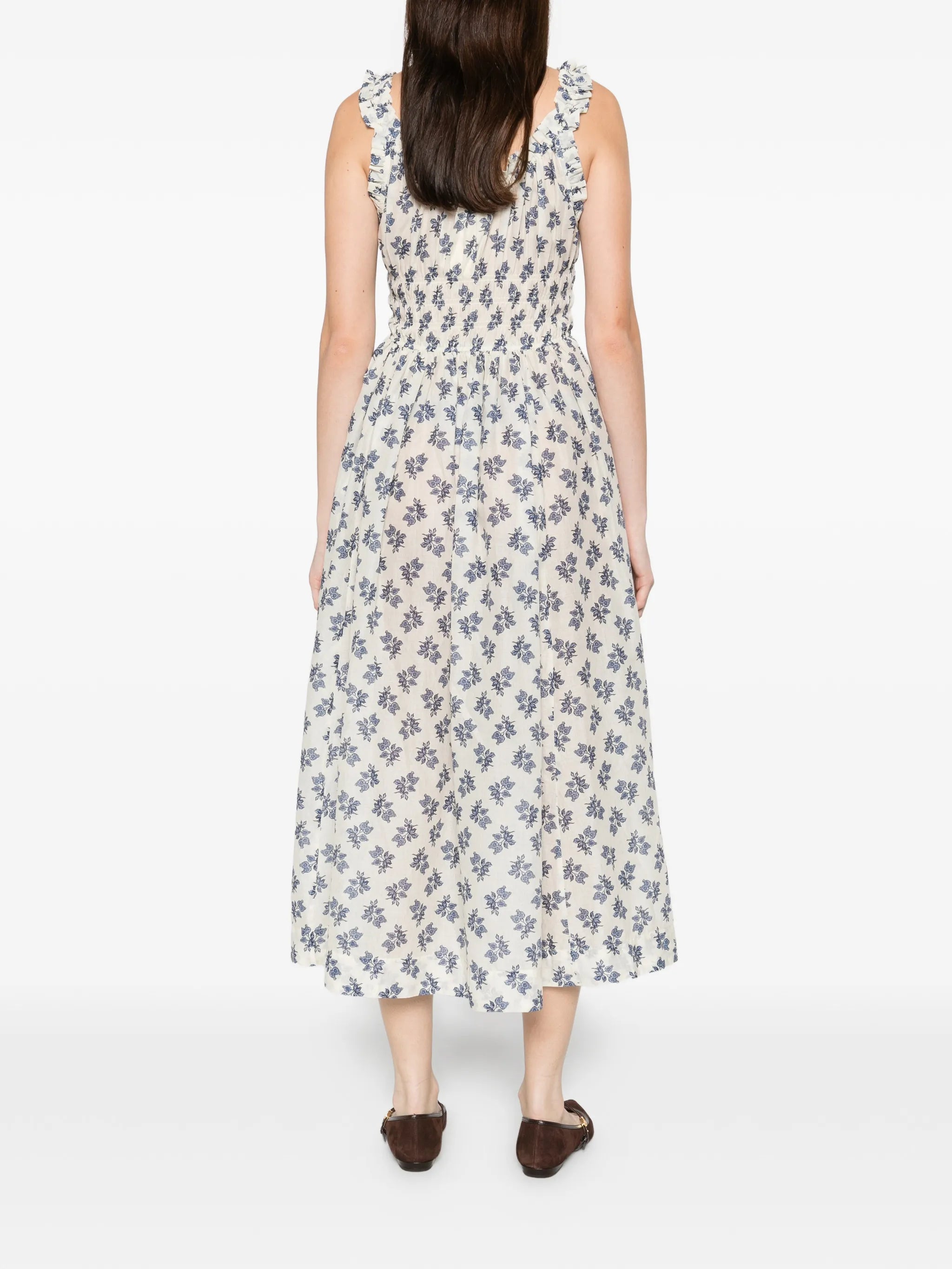 Emmaretta flower-print scoop-neck midi dress