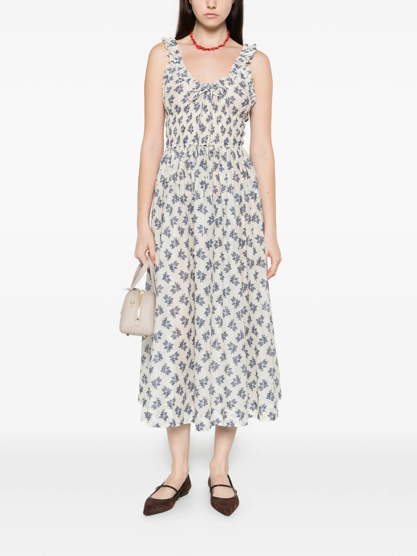 Emmaretta flower-print scoop-neck midi dress
