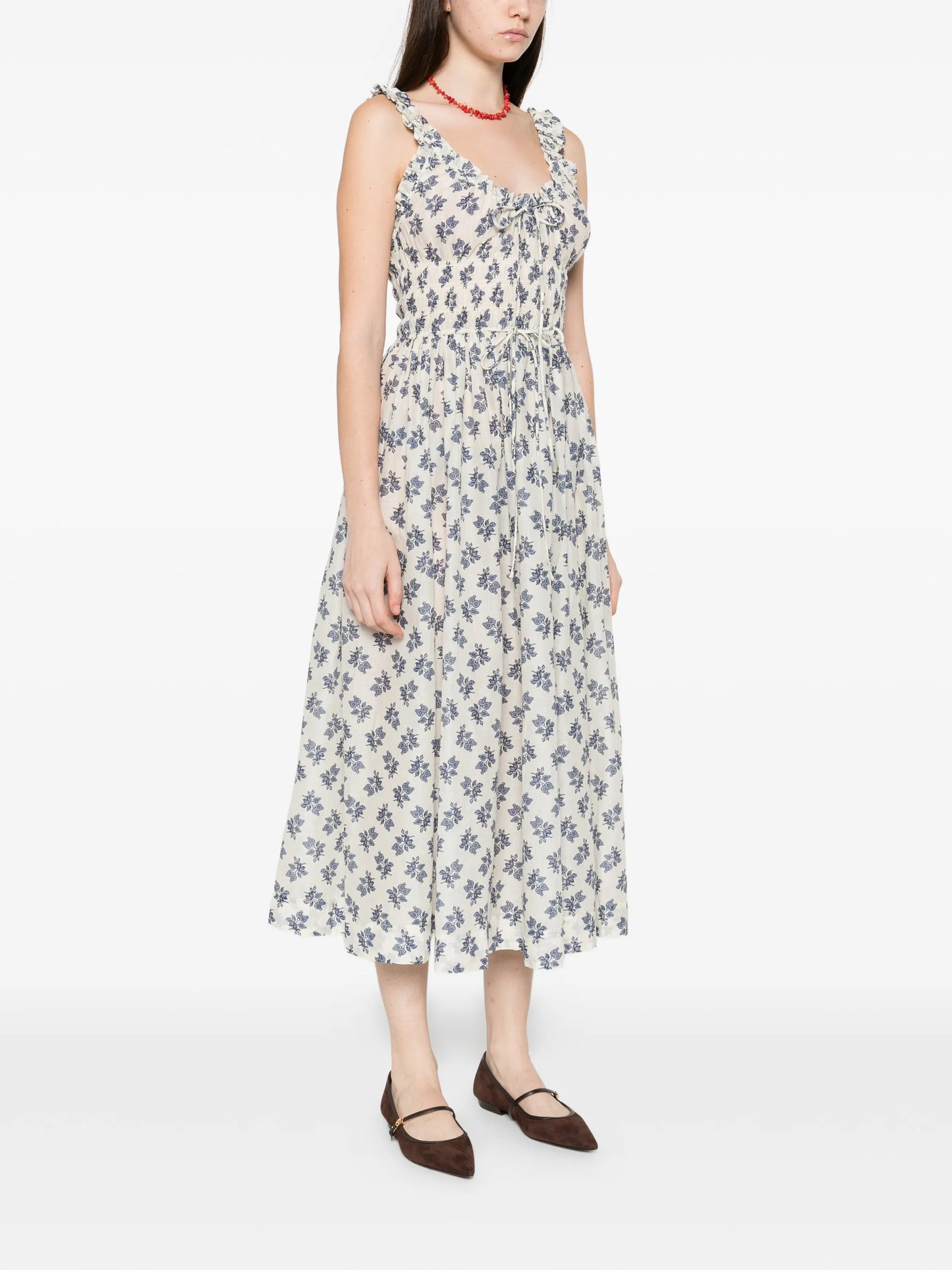 Emmaretta flower-print scoop-neck midi dress