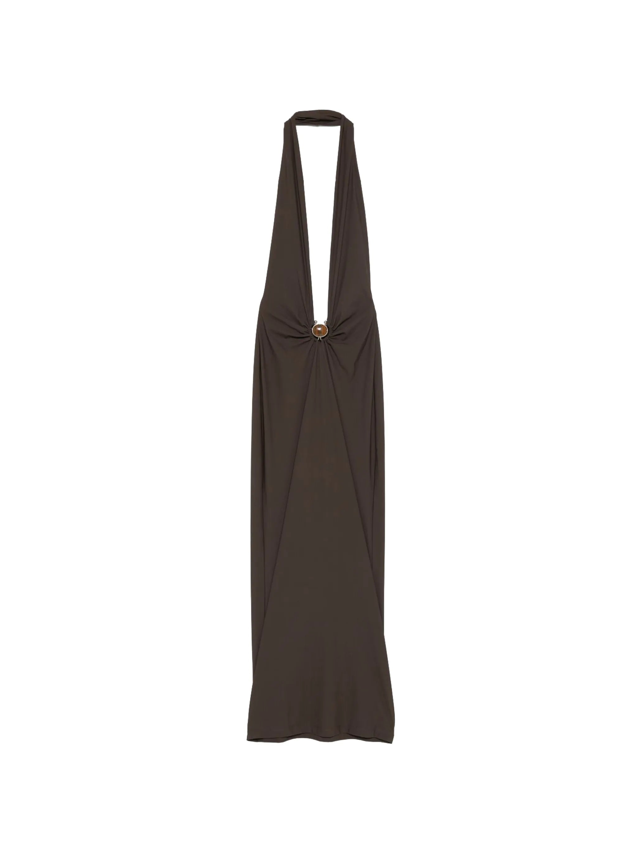 ruched halterneck midi dress