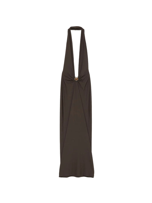 ruched halterneck midi dress