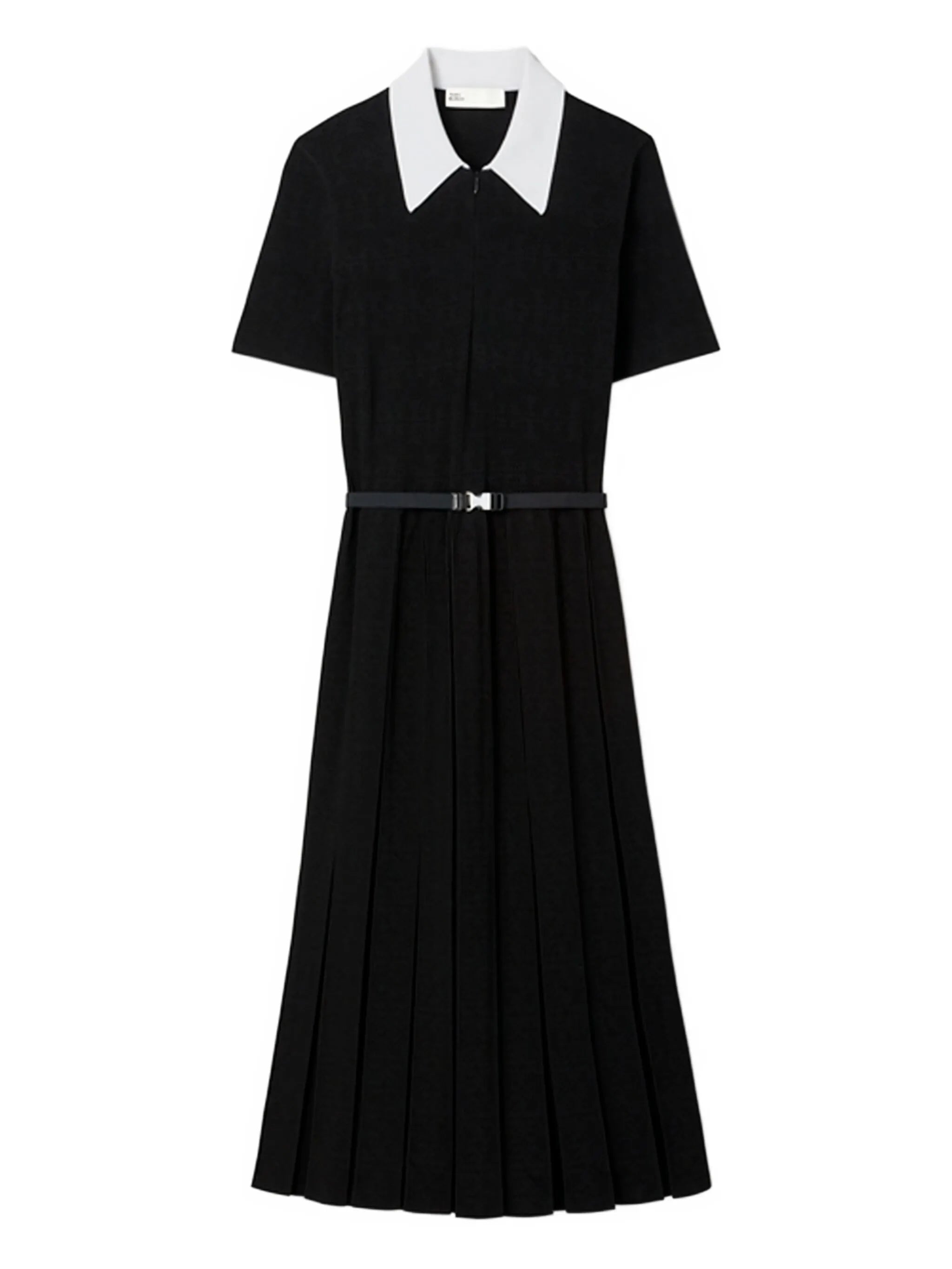 monogram pointelle pleated dress