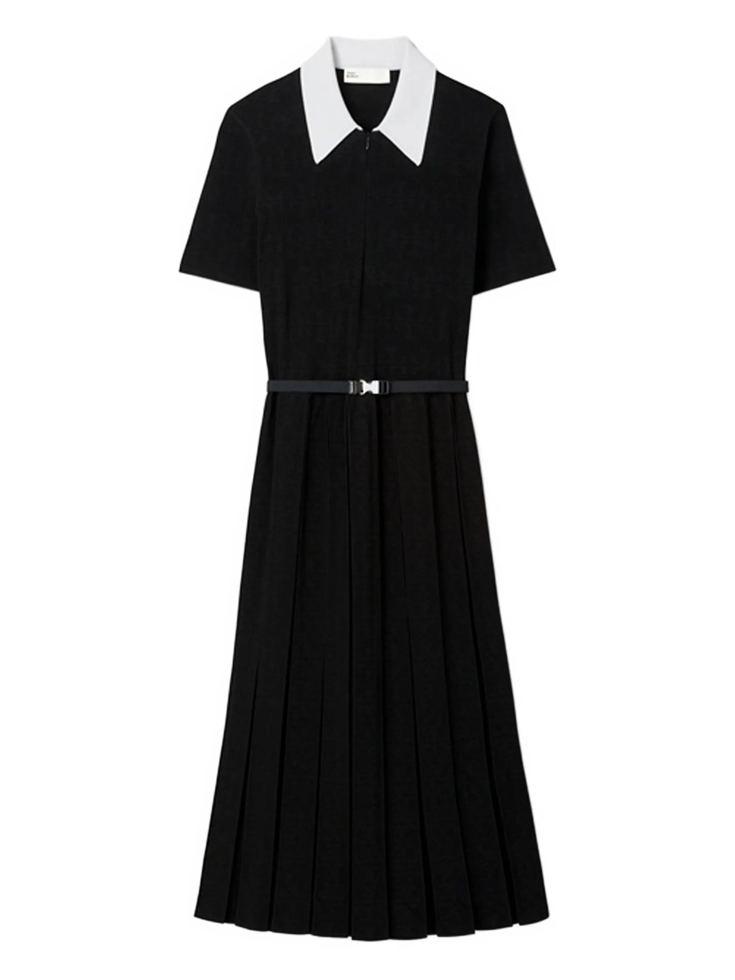 monogram pointelle pleated dress