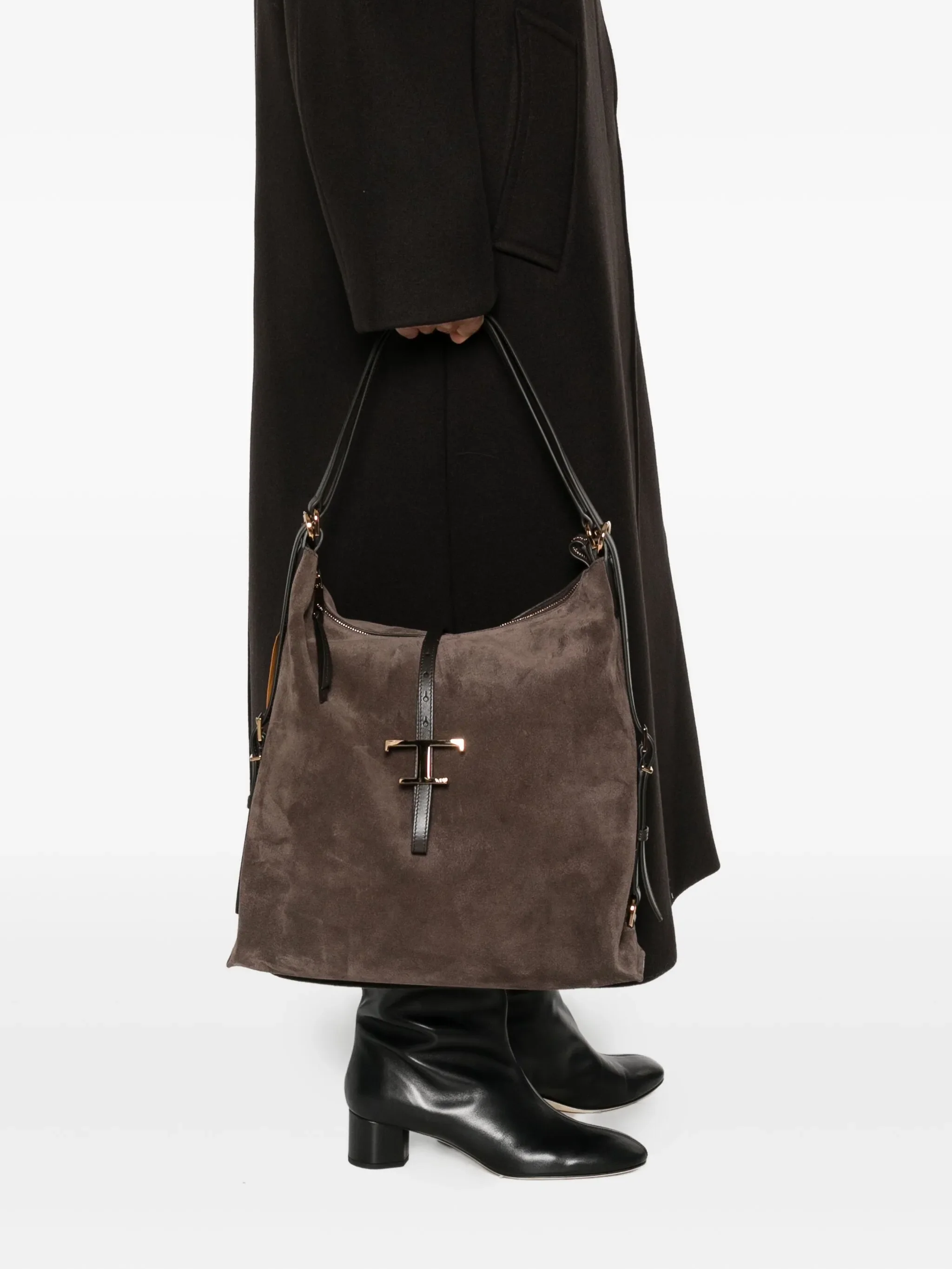 T Timeless shoulder bag in suede medium