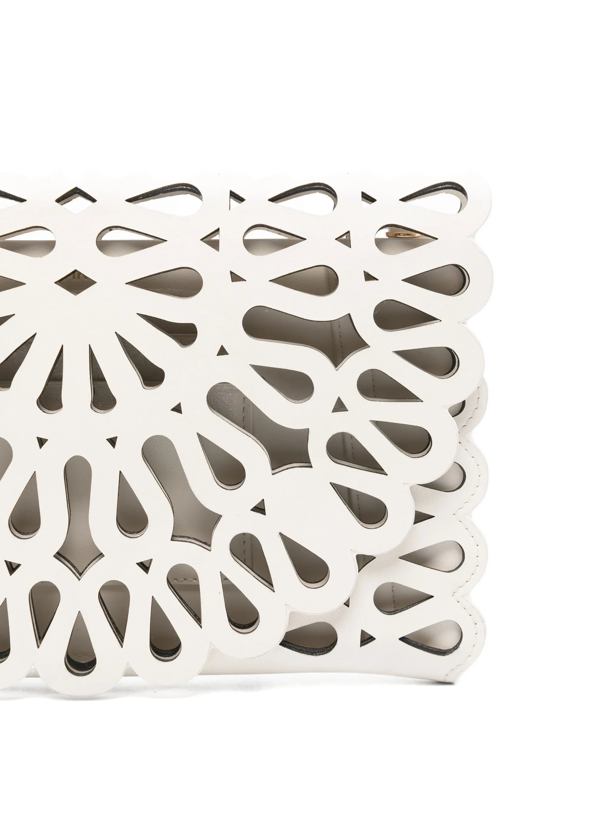 laser-cut leather clutch