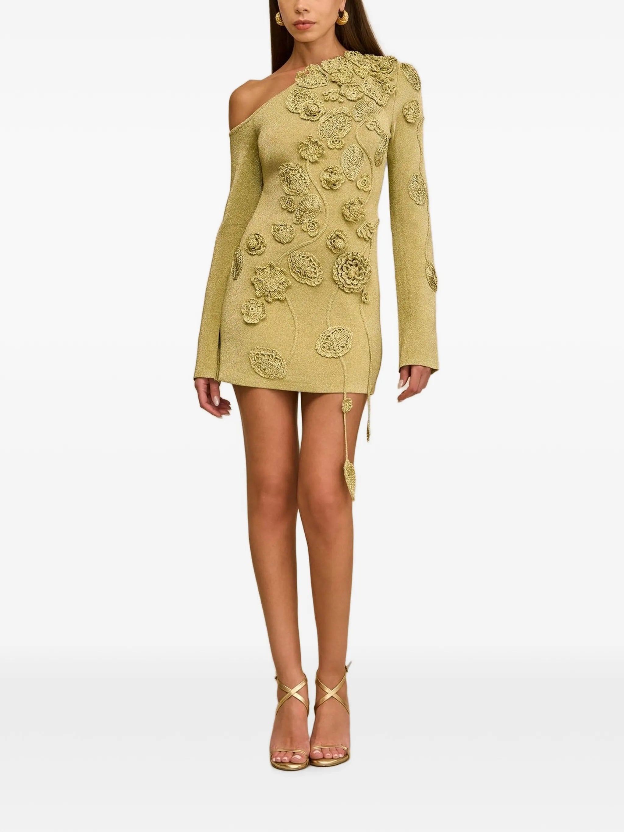 Kaela floral-appliqué mini dress