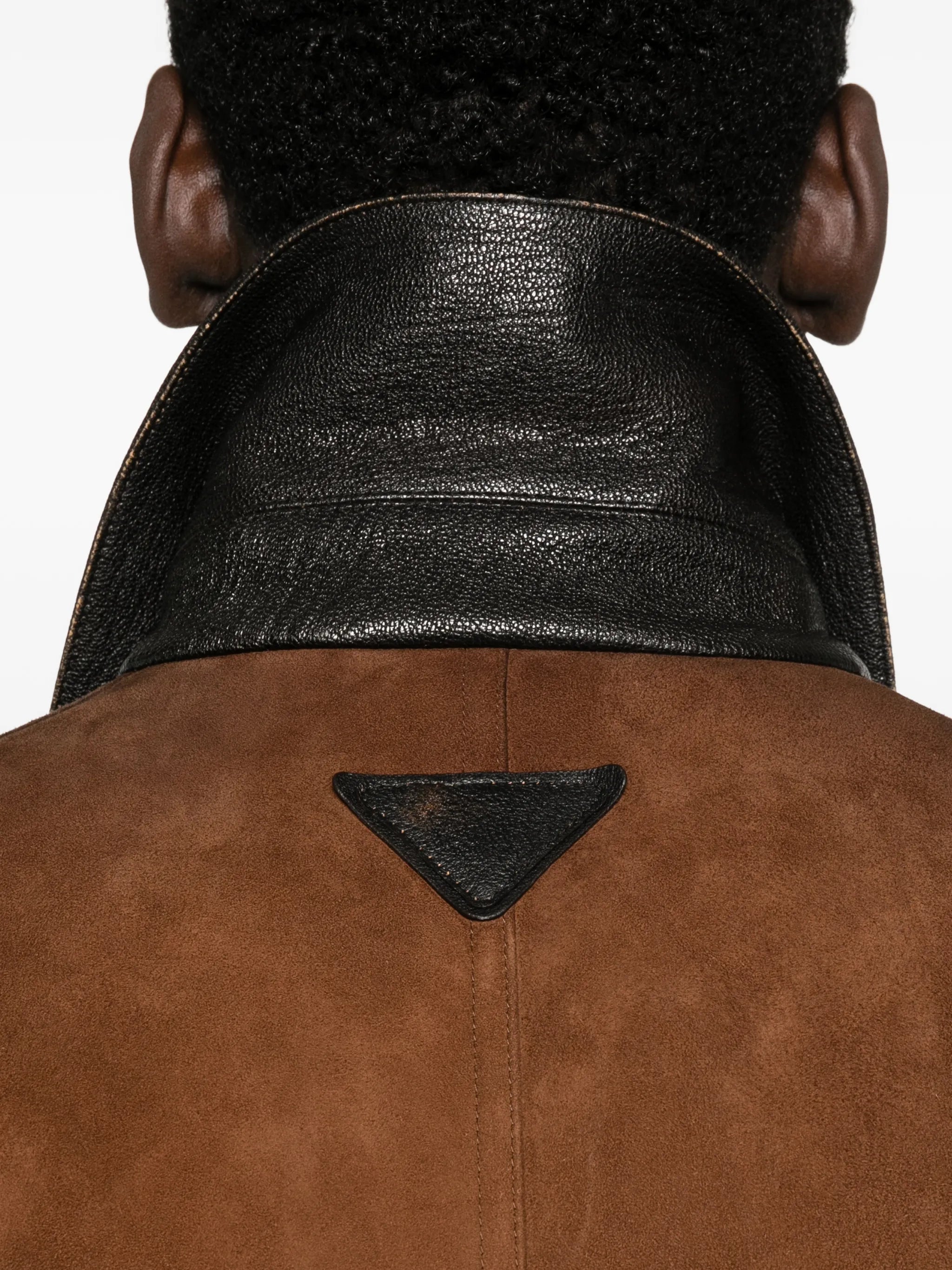contrast-collar suede jacket