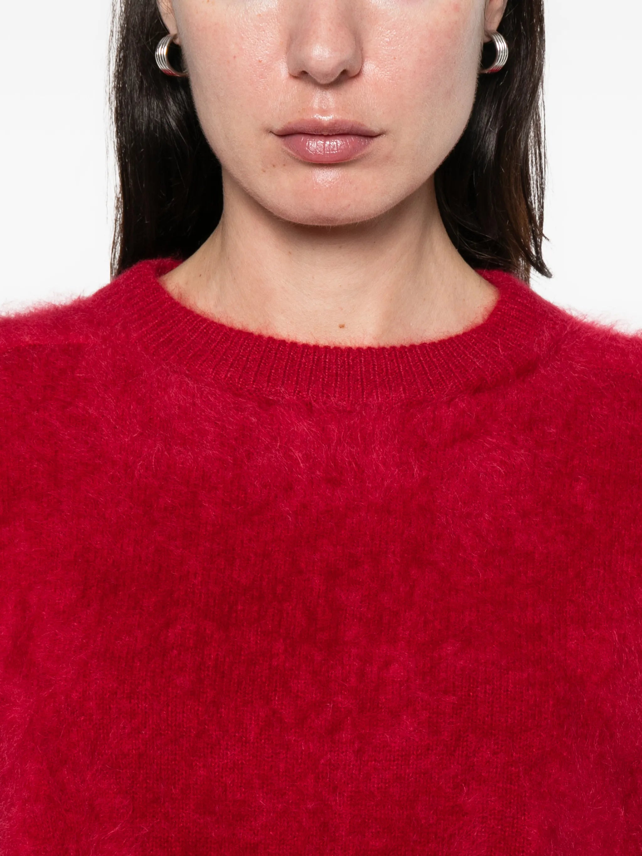 brushed crew-neck sweater