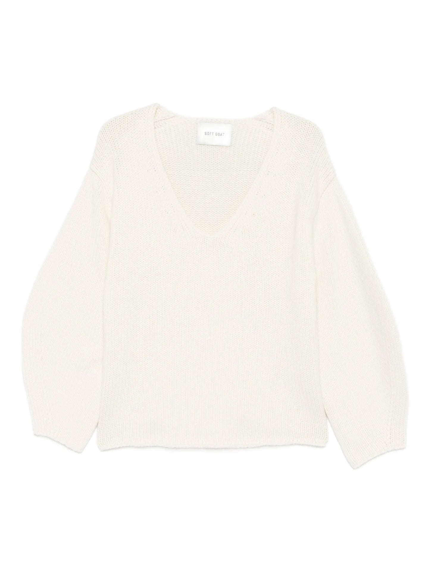 PUFF SLEEVE V-NECK KNIT