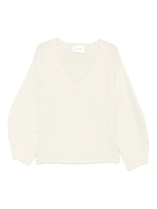 PUFF SLEEVE V-NECK KNIT