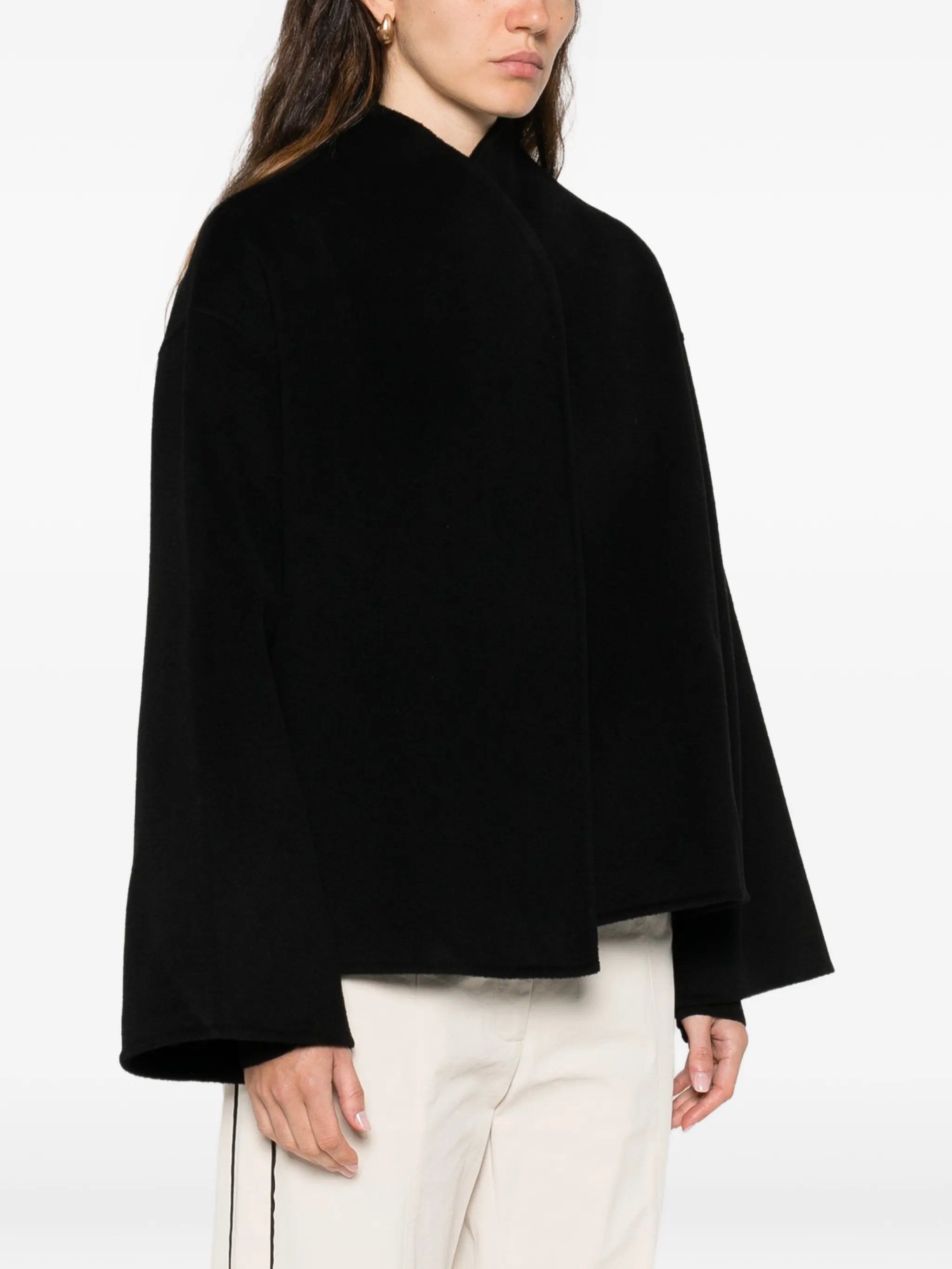 open-front short oversized coat