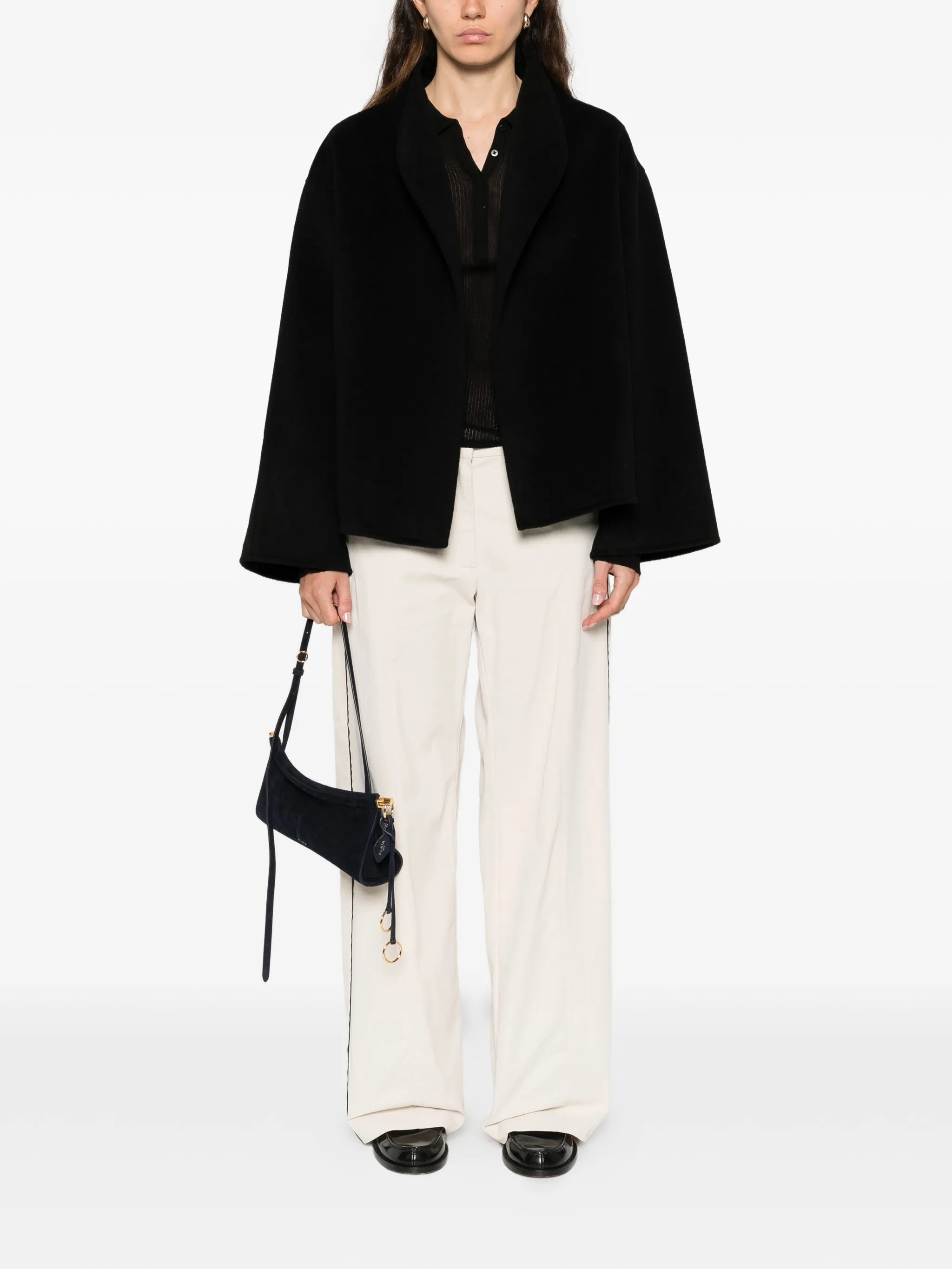 open-front short oversized coat