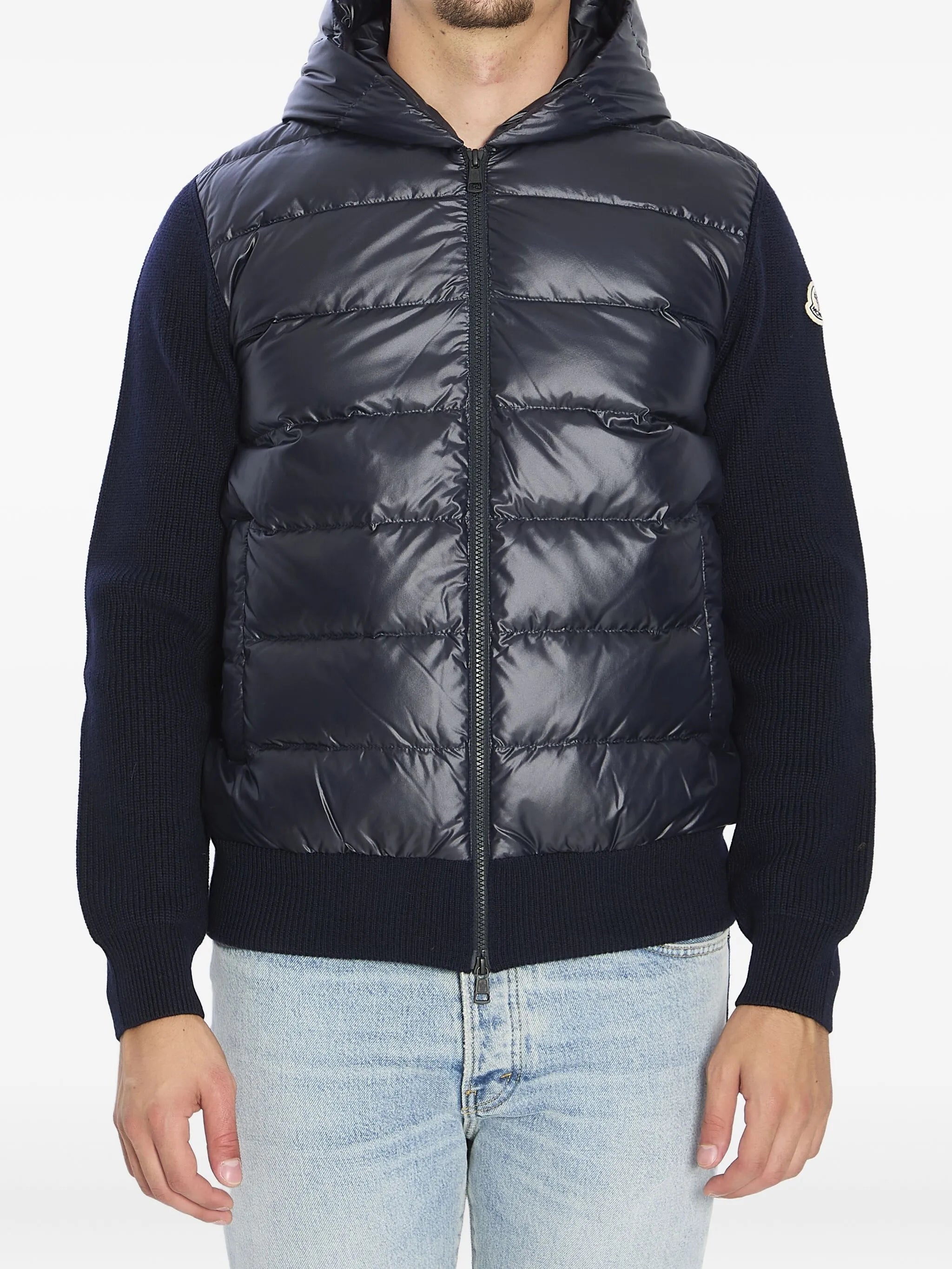 quilted wool-knit jacket