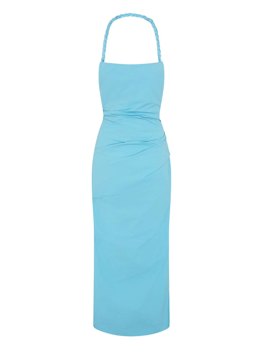 Romy braided-halterneck midi dress