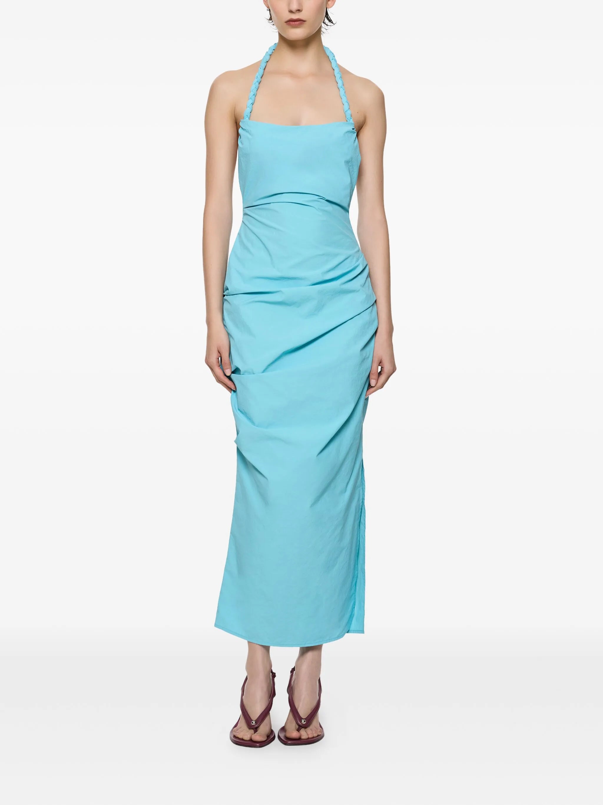Romy braided-halterneck midi dress
