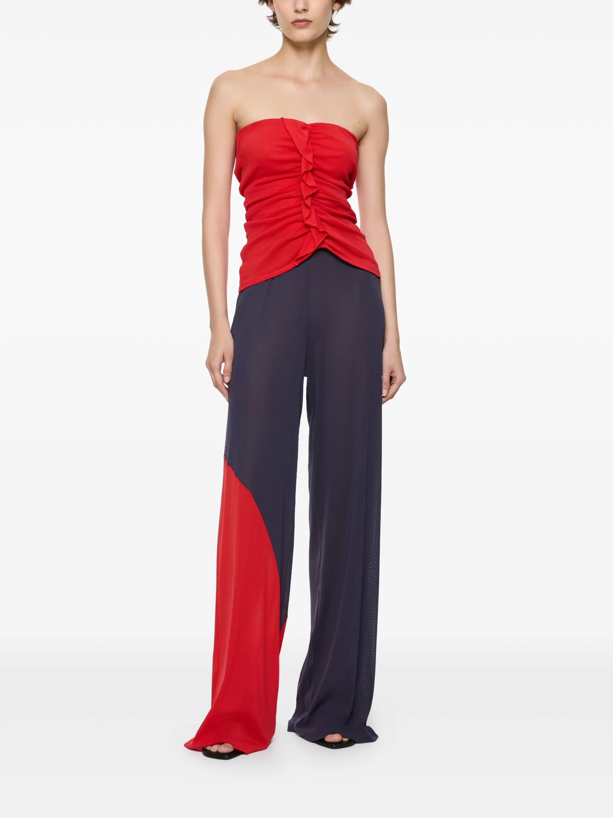 ruffled strapless top