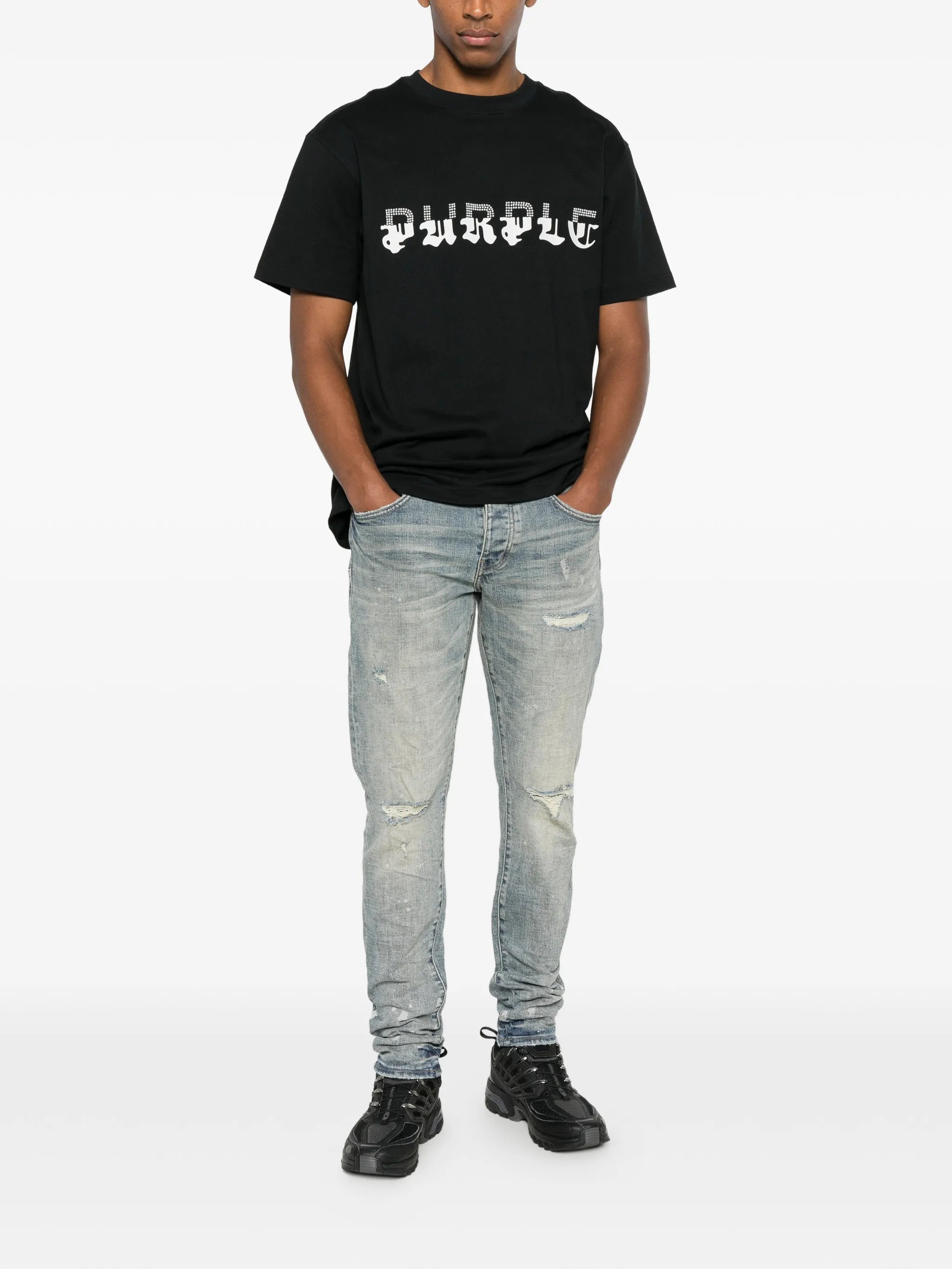 slashed paint jeans