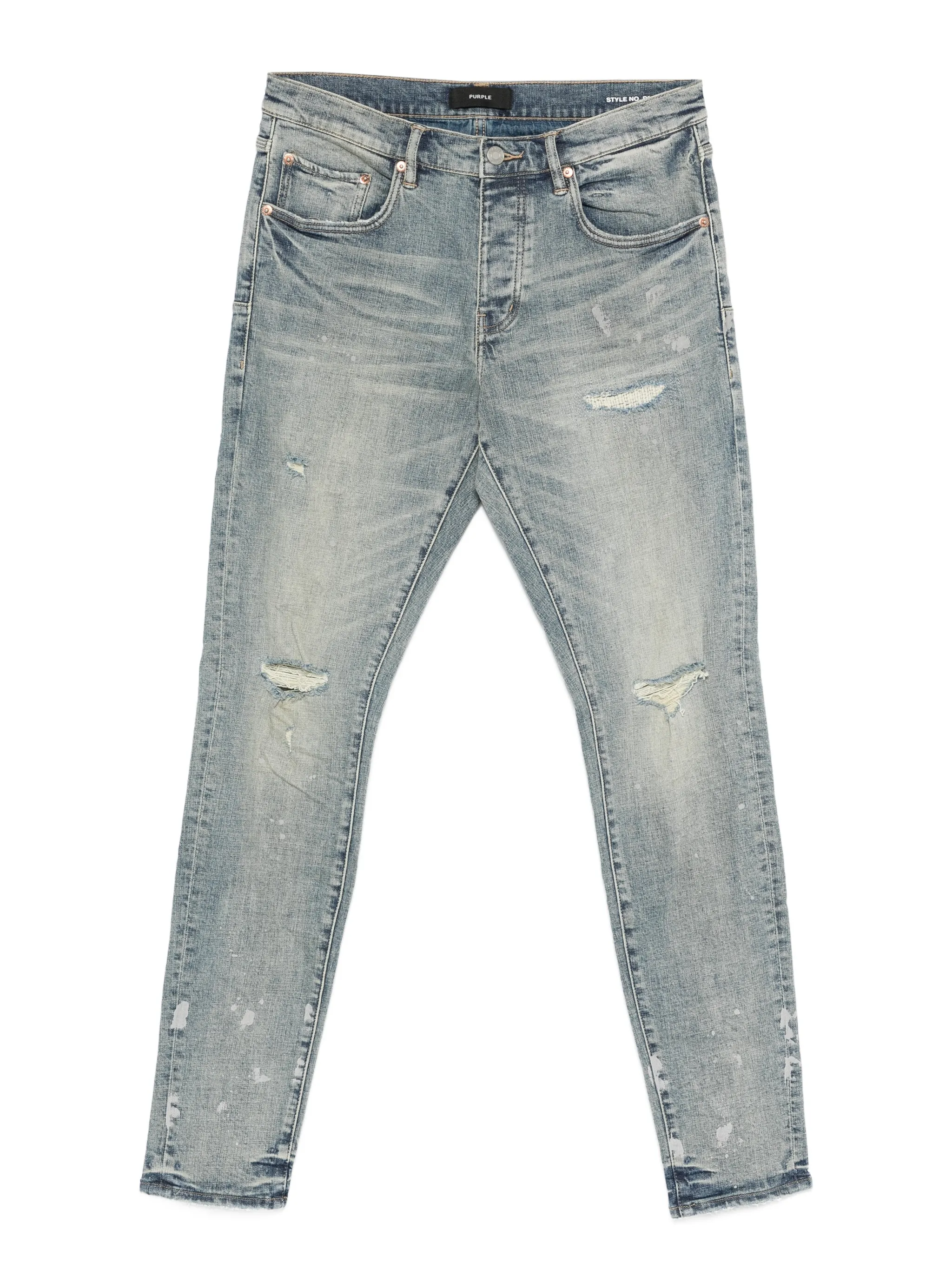 P001 Worn Indigo slashed paint pants