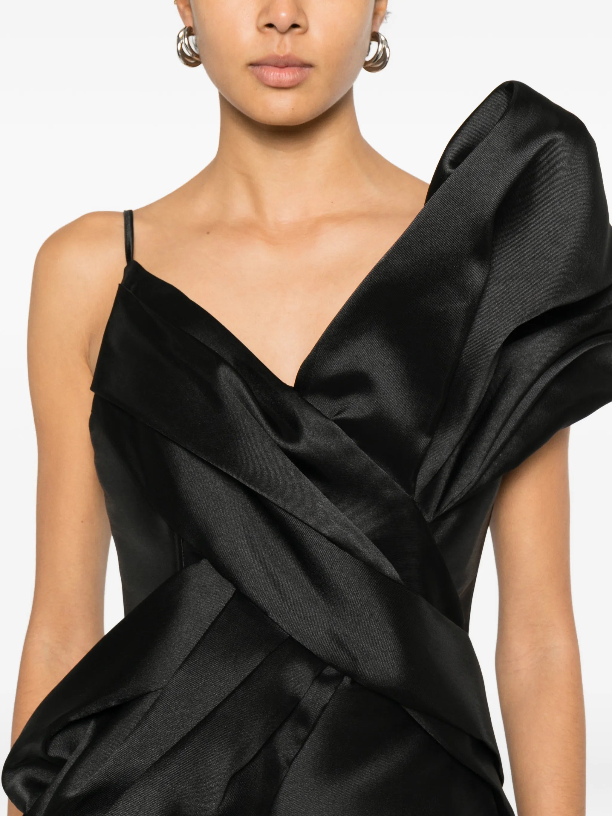 bow V-neck mini dress