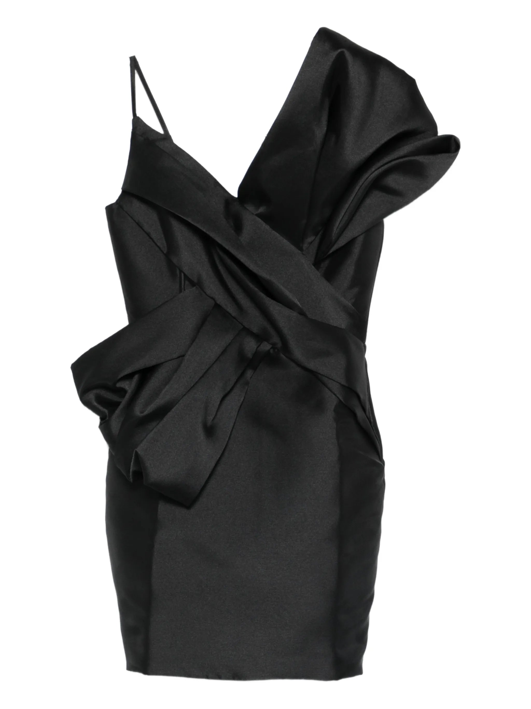 bow V-neck mini dress