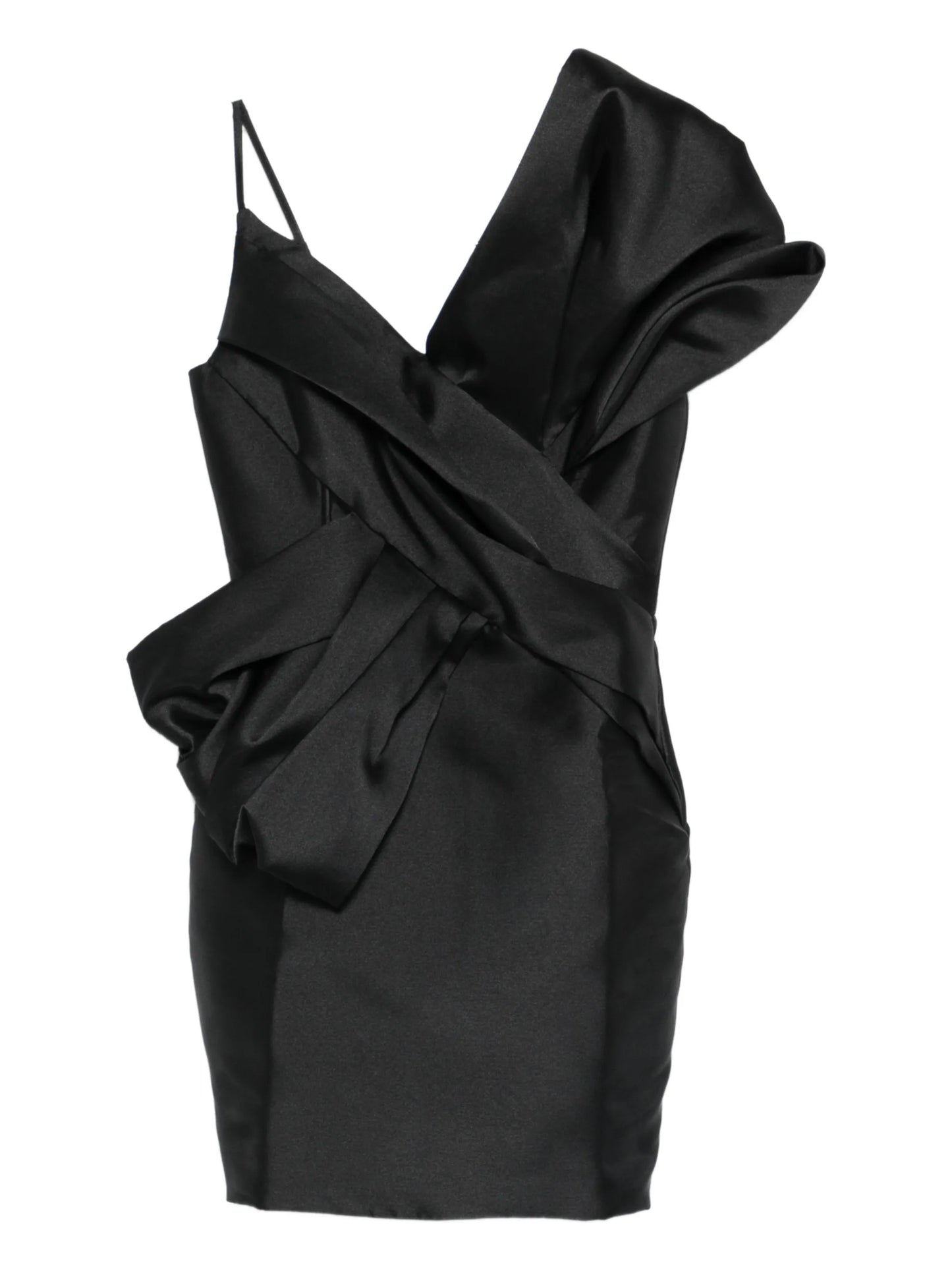 bow V-neck mini dress