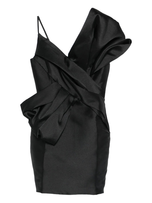 bow V-neck mini dress