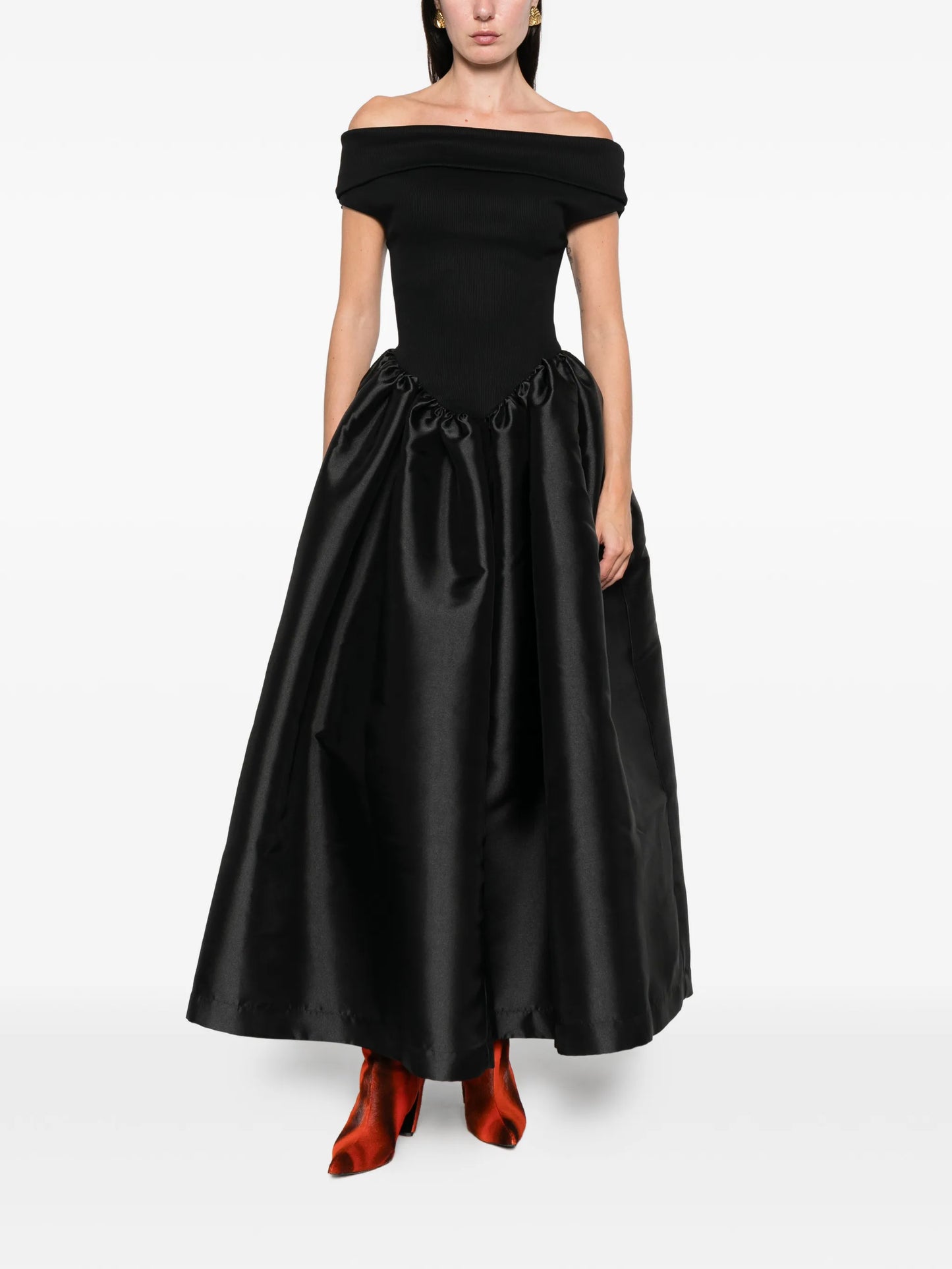 off-shoulder midi dress