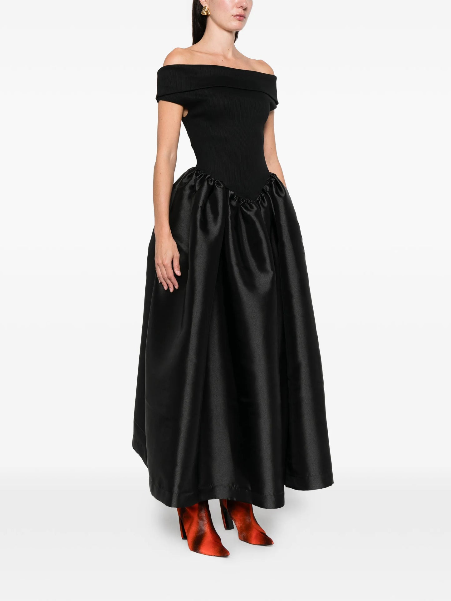 off-shoulder midi dress