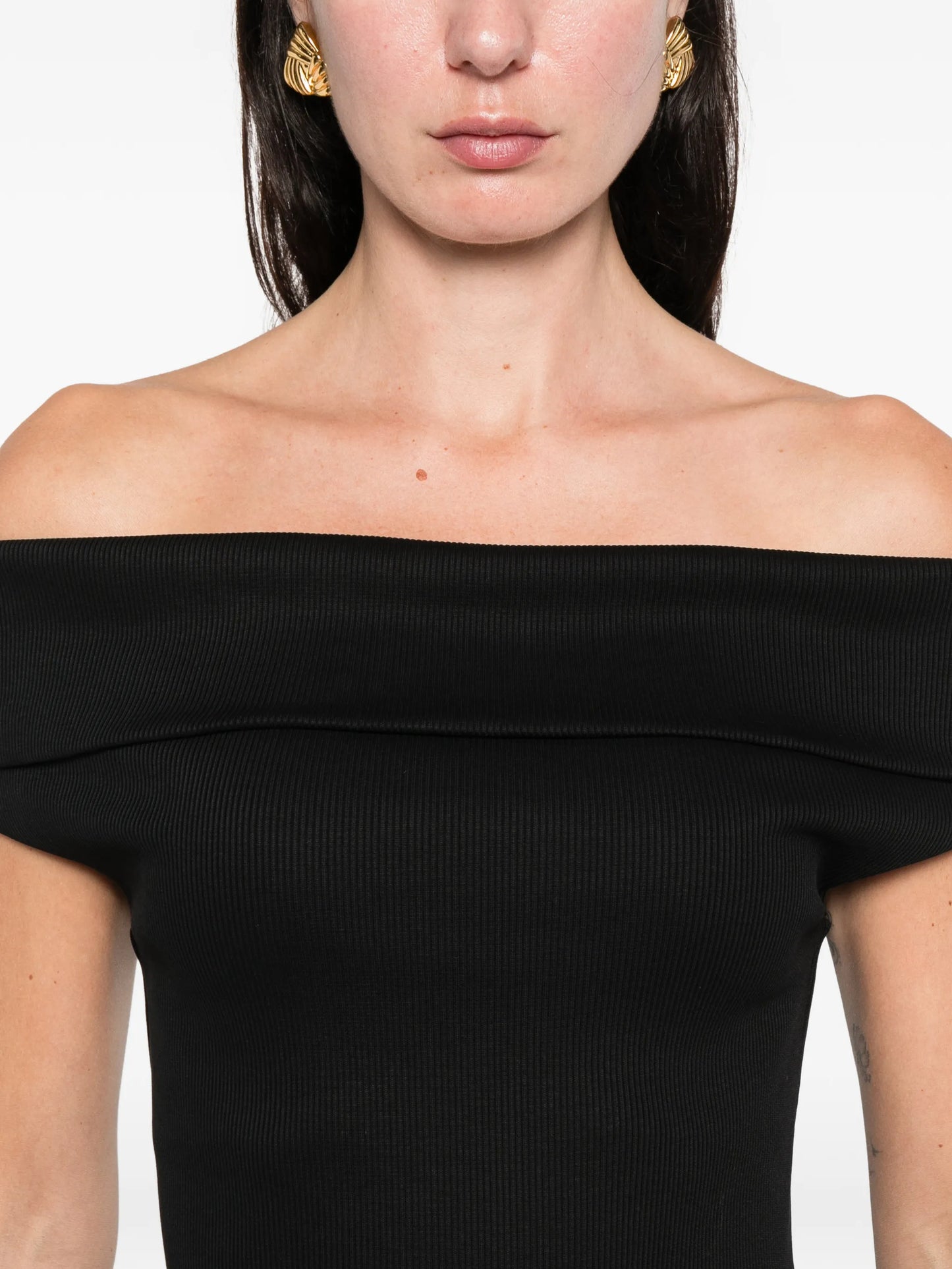 off-shoulder midi dress